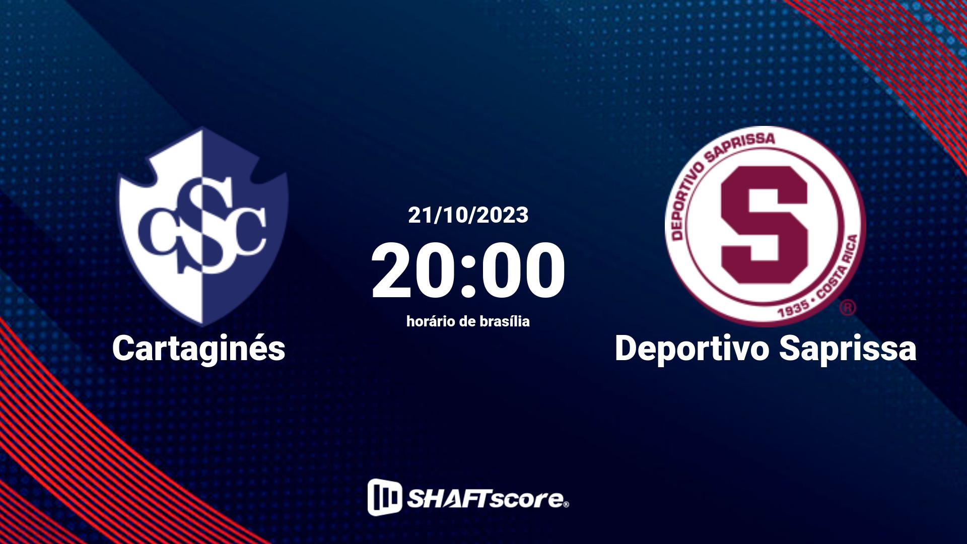 Estatísticas do jogo Cartaginés vs Deportivo Saprissa 21.10 20:00