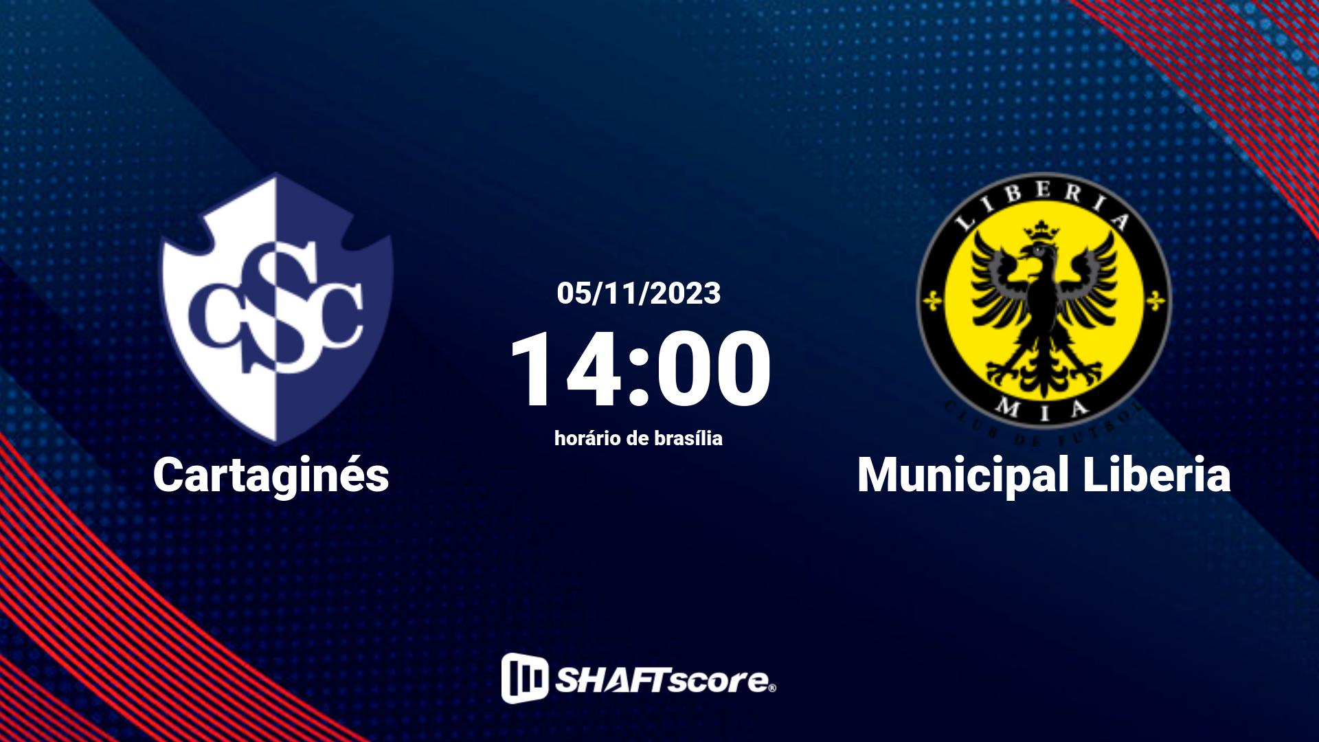 Estatísticas do jogo Cartaginés vs Municipal Liberia 05.11 14:00