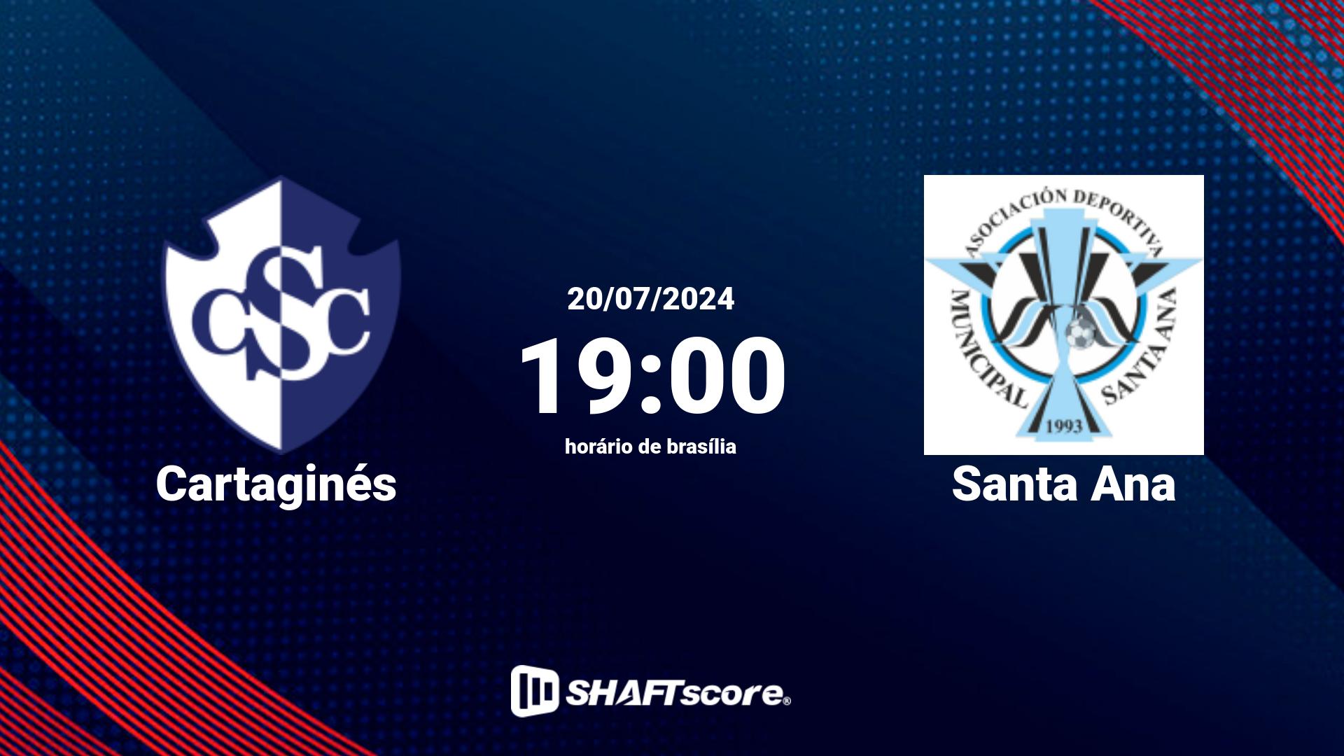 Estatísticas do jogo Cartaginés vs Santa Ana 20.07 19:00