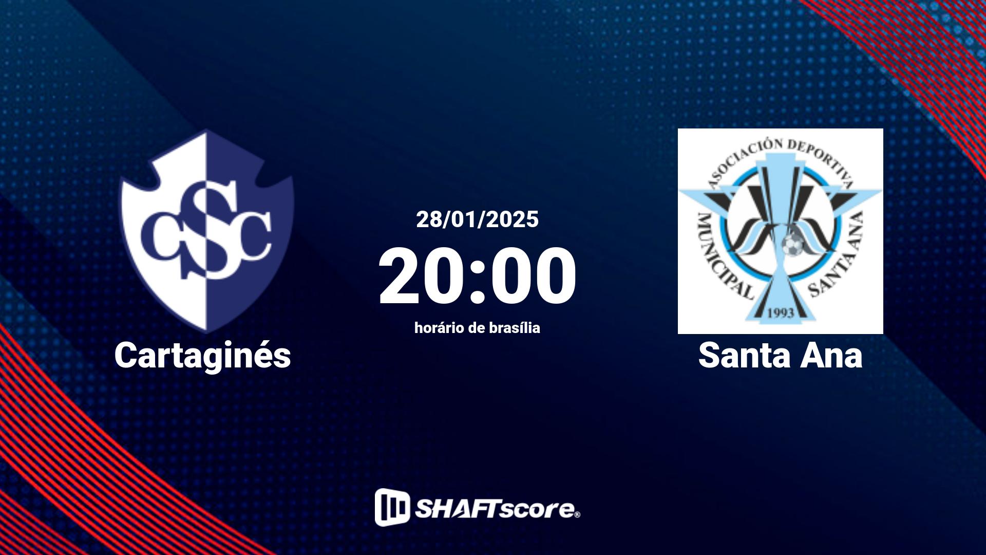 Estatísticas do jogo Cartaginés vs Santa Ana 28.01 20:00