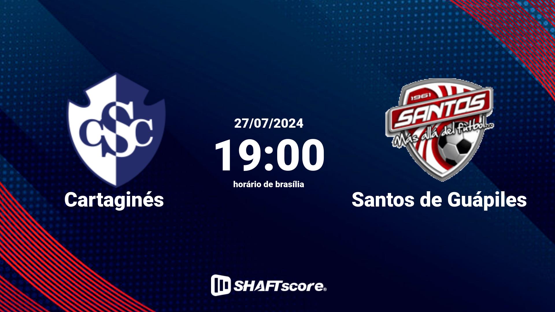 Estatísticas do jogo Cartaginés vs Santos de Guápiles 27.07 19:00