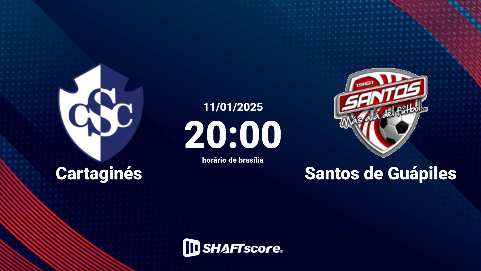 Estatísticas do jogo Cartaginés vs Santos de Guápiles 11.01 20:00