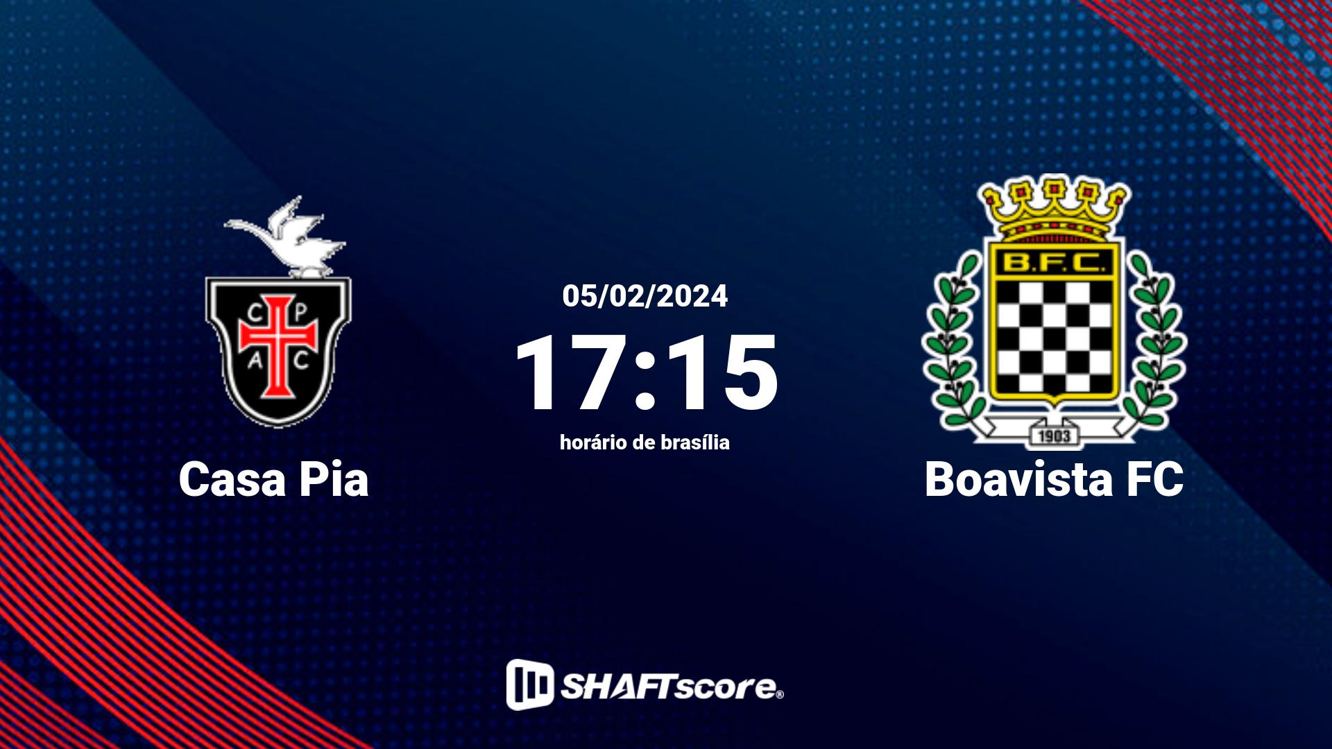 Estatísticas do jogo Casa Pia vs Boavista FC 05.02 17:15