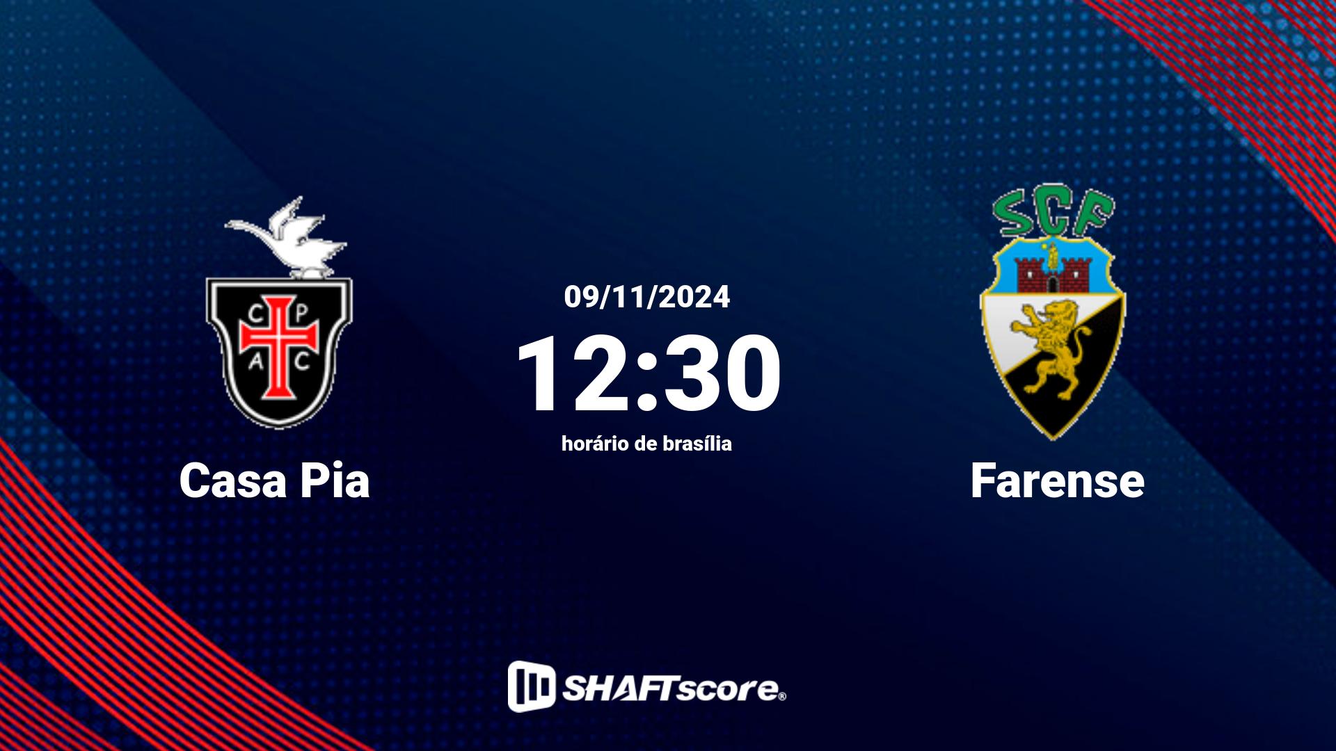 Estatísticas do jogo Casa Pia vs Farense 09.11 12:30