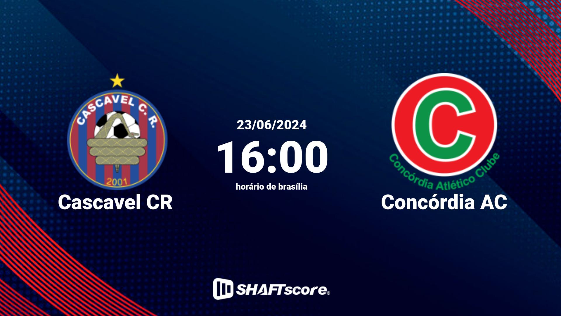 Estatísticas do jogo Cascavel CR vs Concórdia AC 23.06 16:00