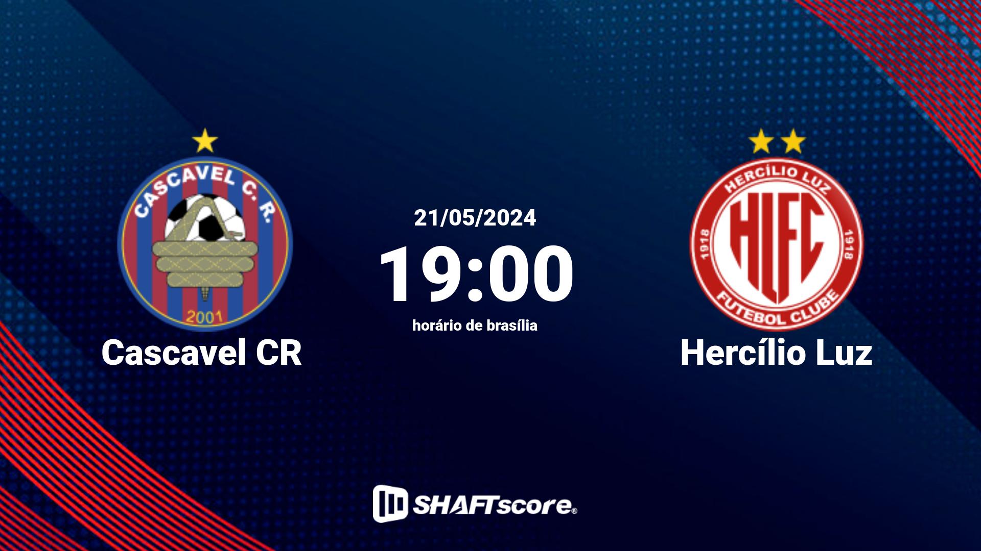 Estatísticas do jogo Cascavel CR vs Hercílio Luz 21.05 19:00