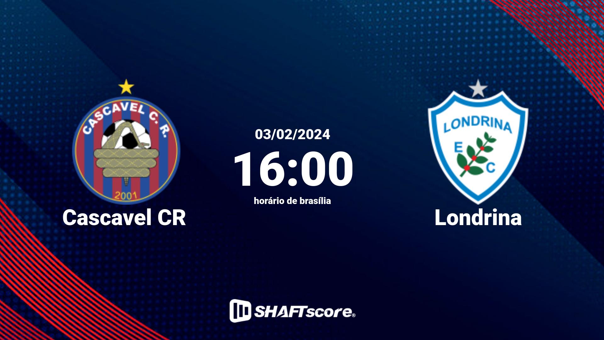 Estatísticas do jogo Cascavel CR vs Londrina 03.02 16:00