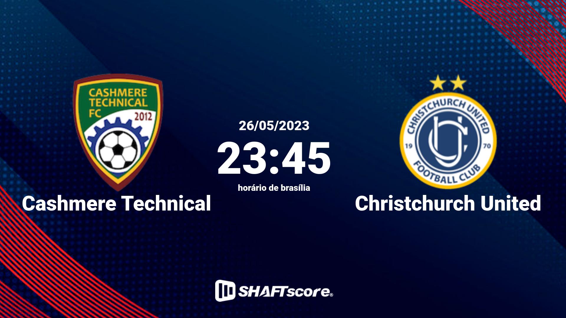 Estatísticas do jogo Cashmere Technical vs Christchurch United 26.05 23:45