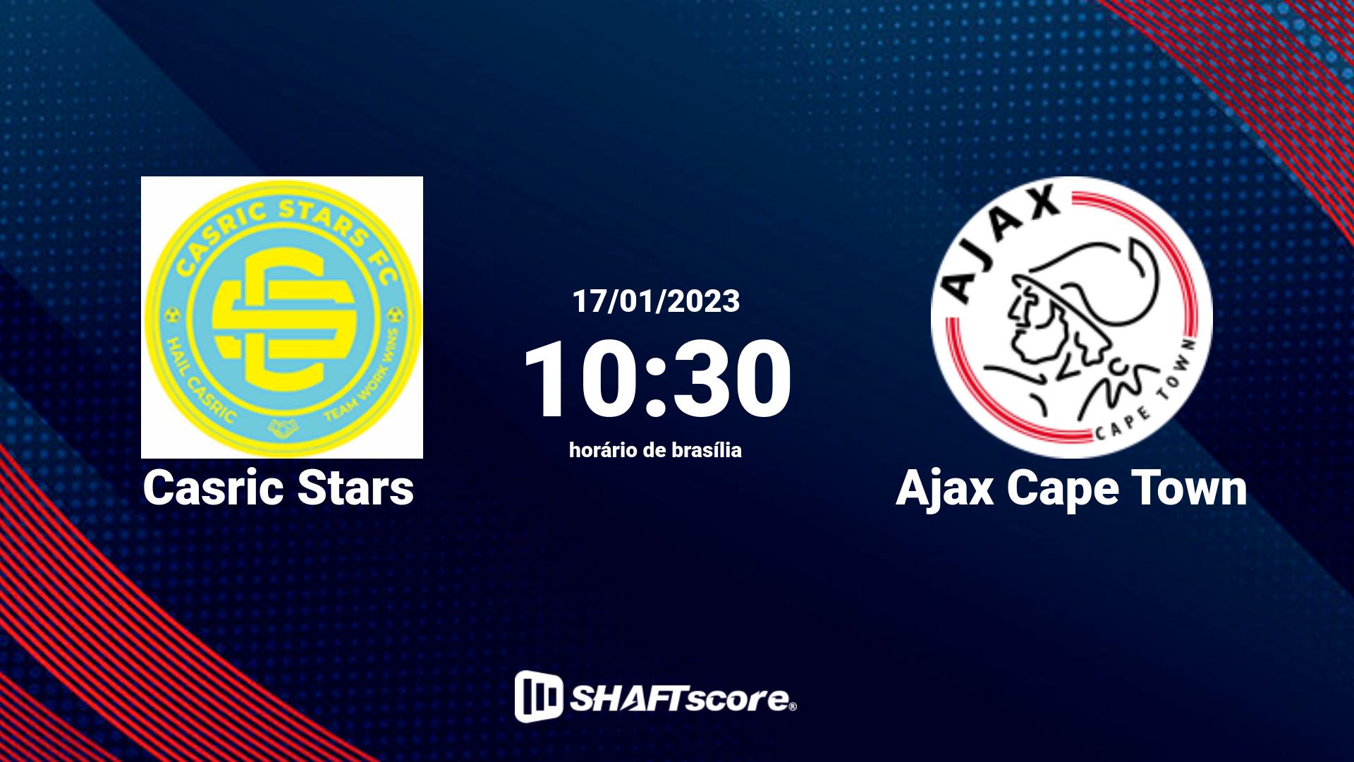 Estatísticas do jogo Casric Stars vs Ajax Cape Town 17.01 10:30