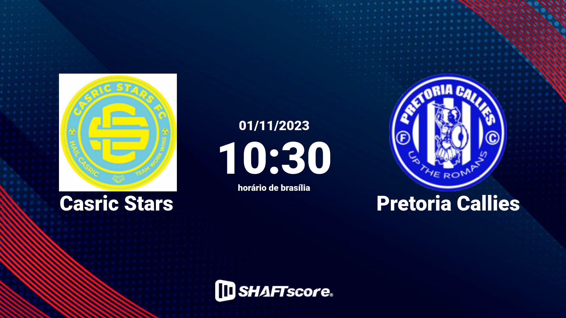 Estatísticas do jogo Casric Stars vs Pretoria Callies 01.11 10:30