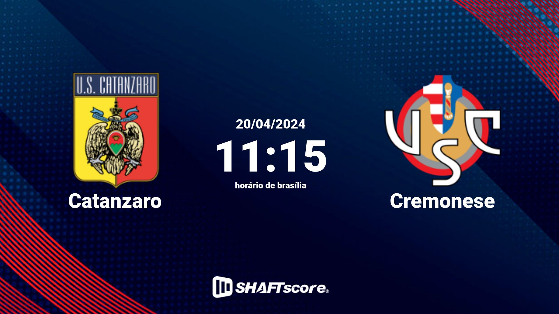 Estatísticas do jogo Catanzaro vs Cremonese 20.04 11:15