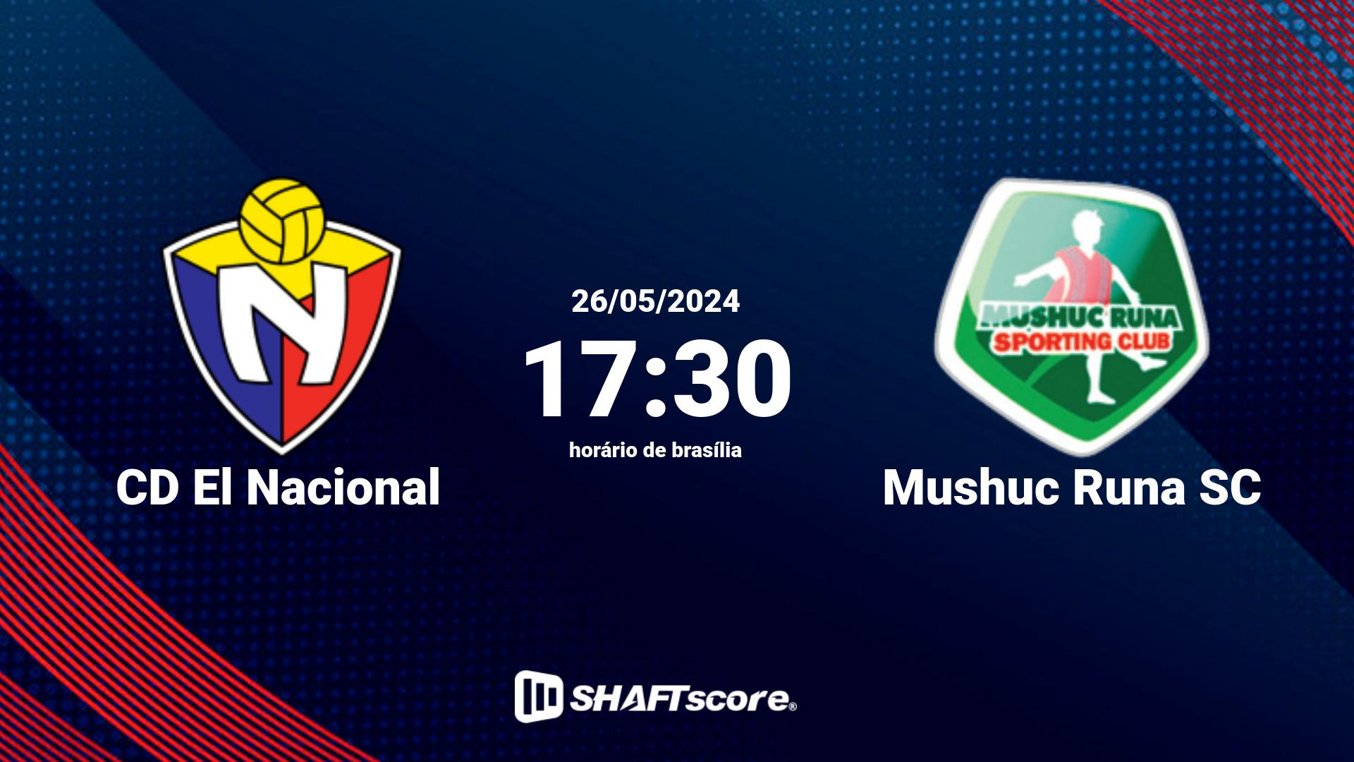 Estatísticas do jogo CD El Nacional vs Mushuc Runa SC 26.05 17:30