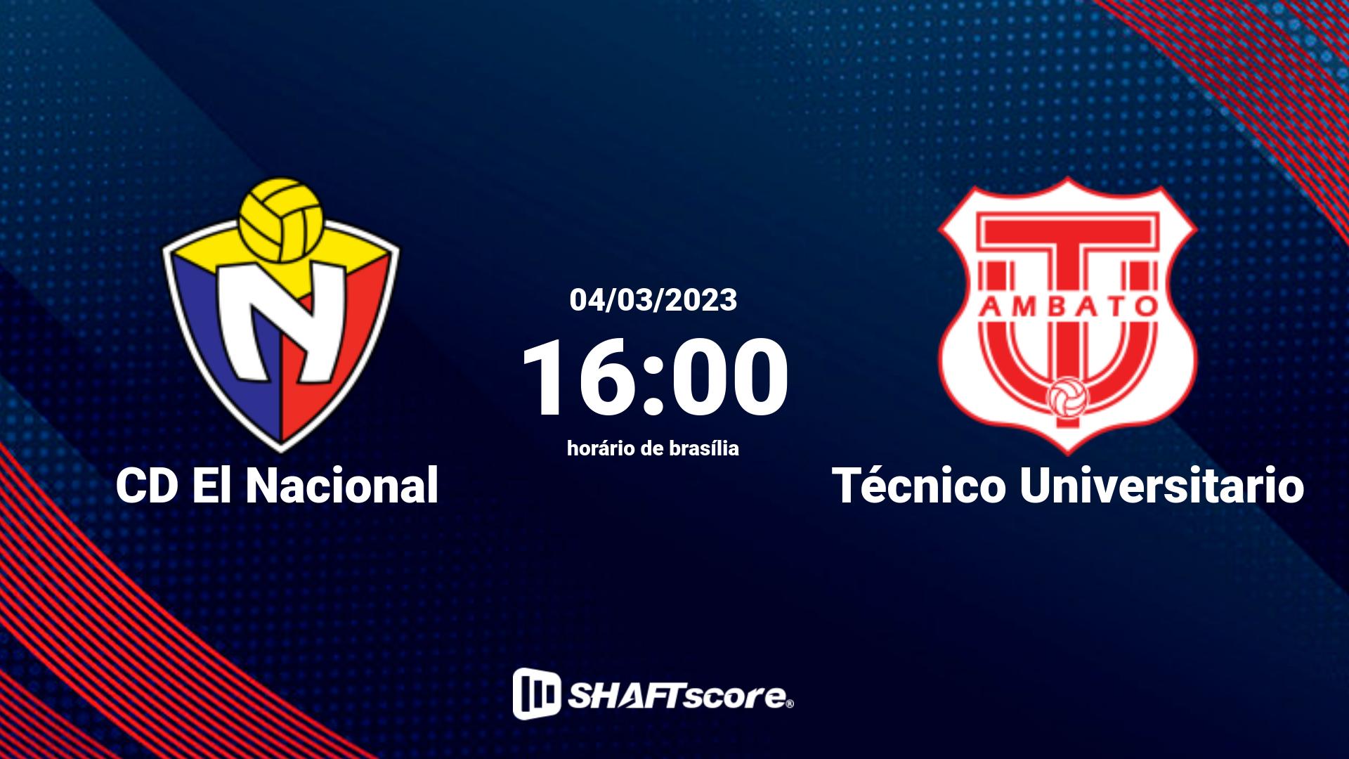 Estatísticas do jogo CD El Nacional vs Técnico Universitario 04.03 16:00