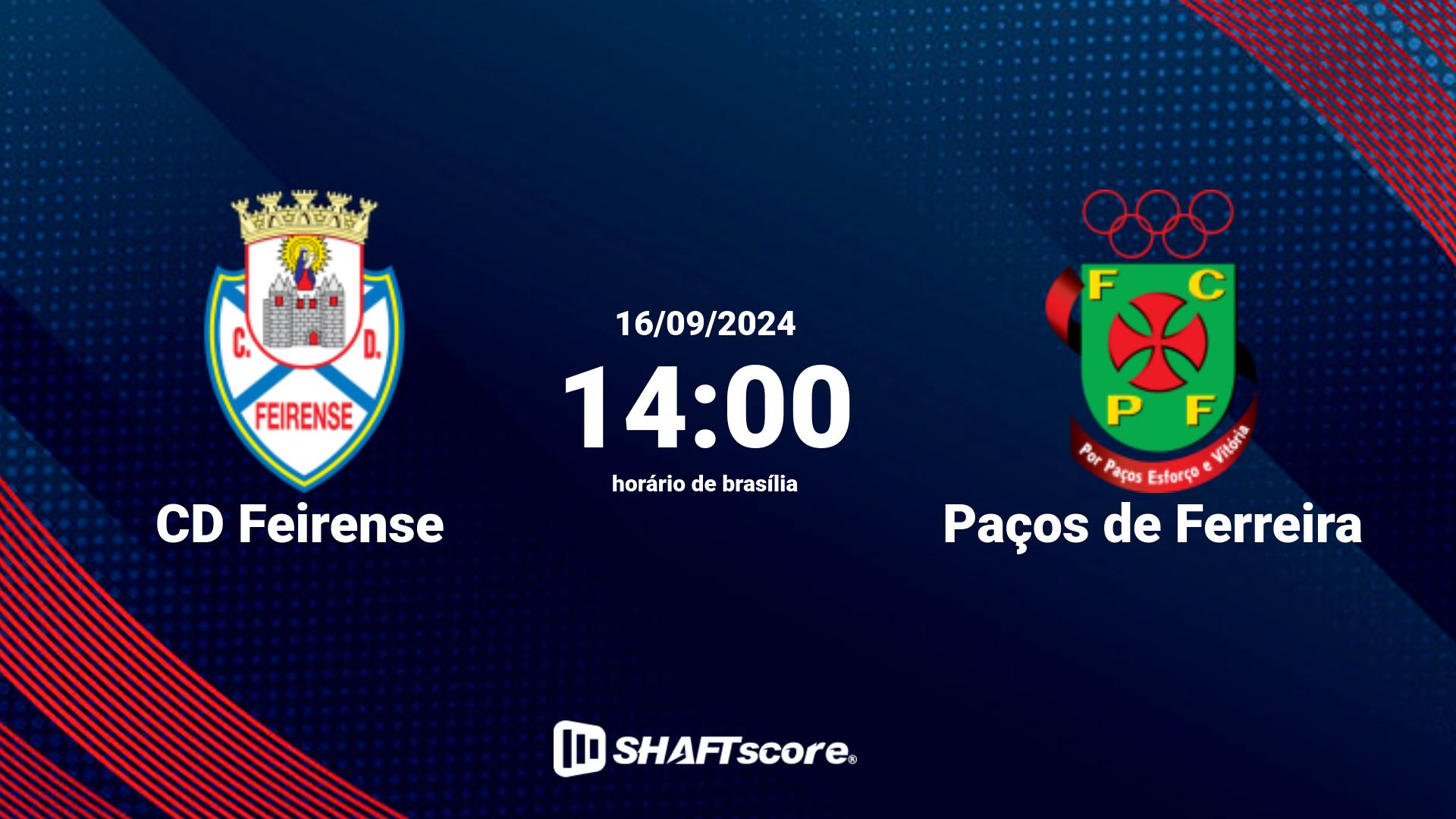 Estatísticas do jogo CD Feirense vs Paços de Ferreira 16.09 14:00