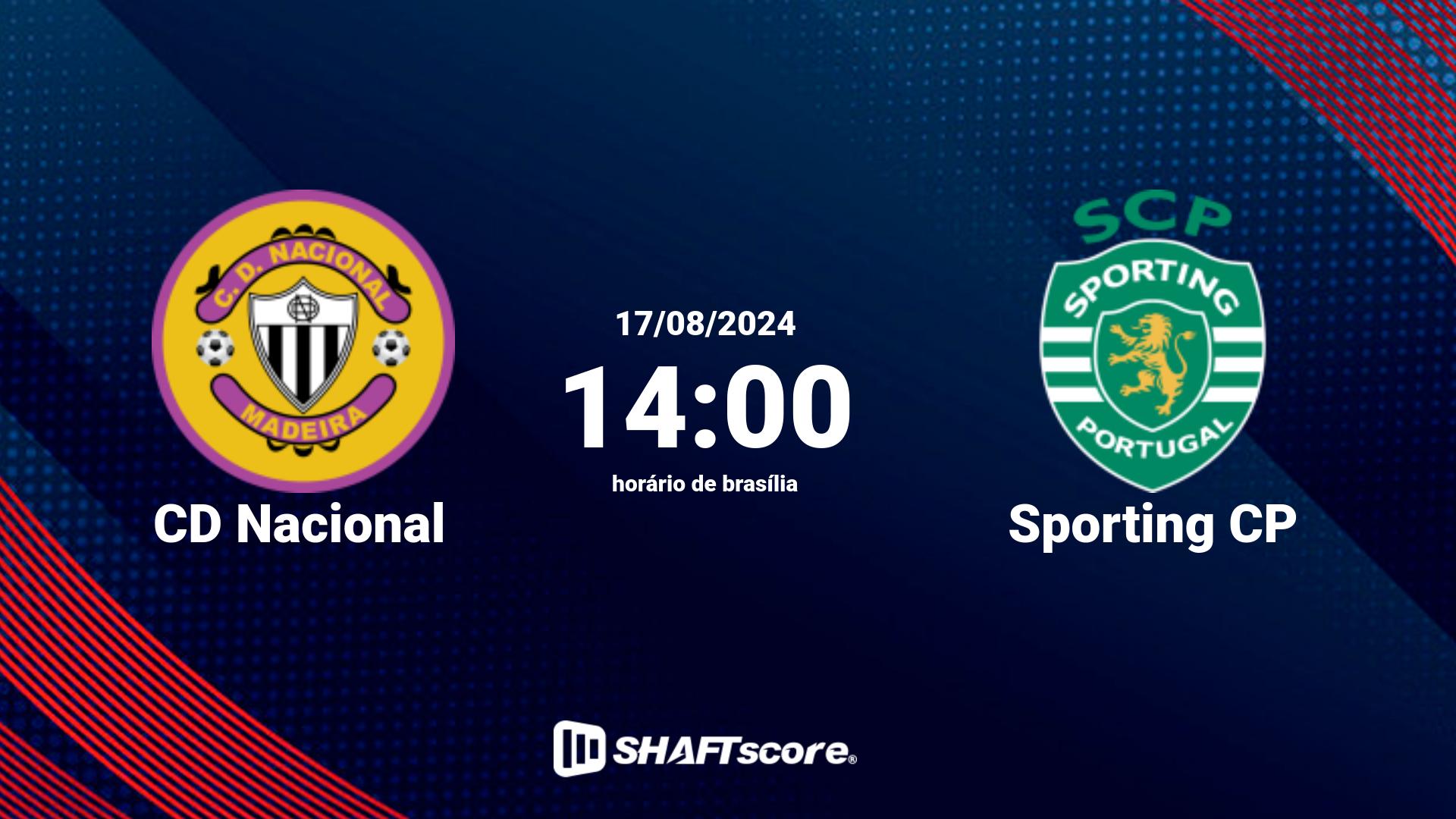 Estatísticas do jogo CD Nacional vs Sporting CP 17.08 14:00