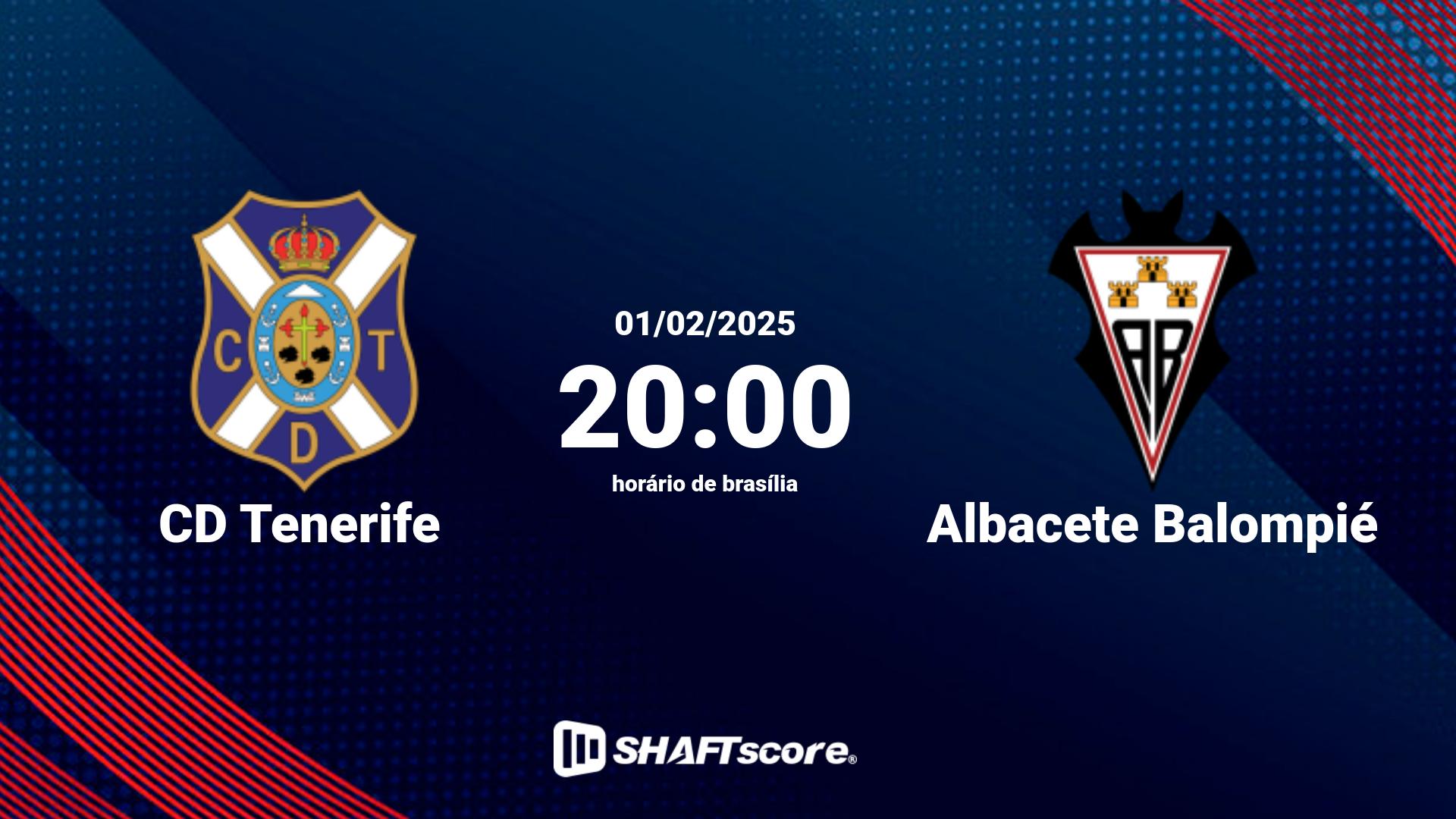 Estatísticas do jogo CD Tenerife vs Albacete Balompié 01.02 20:00