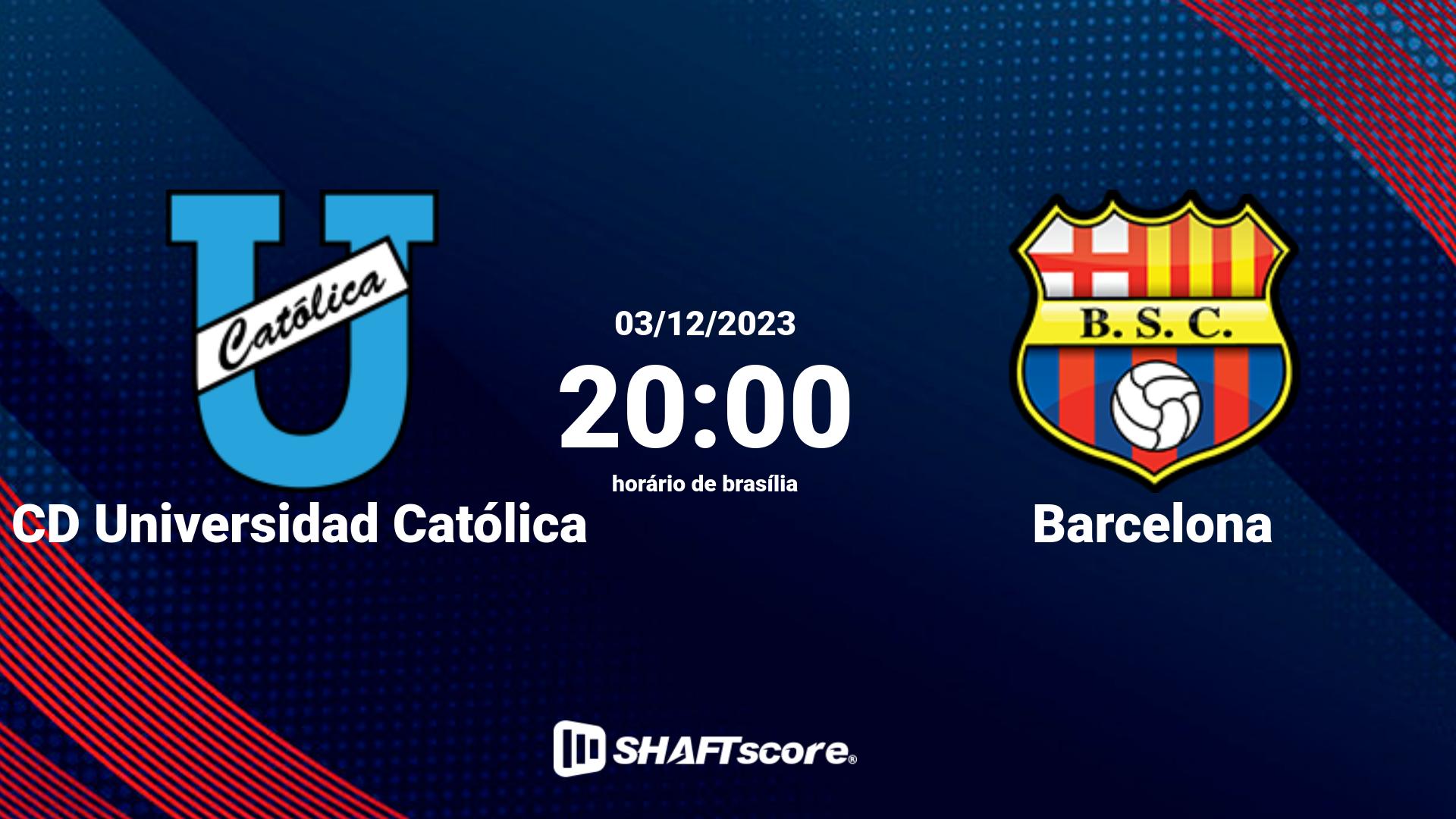 Estatísticas do jogo CD Universidad Católica vs Barcelona 03.12 20:00