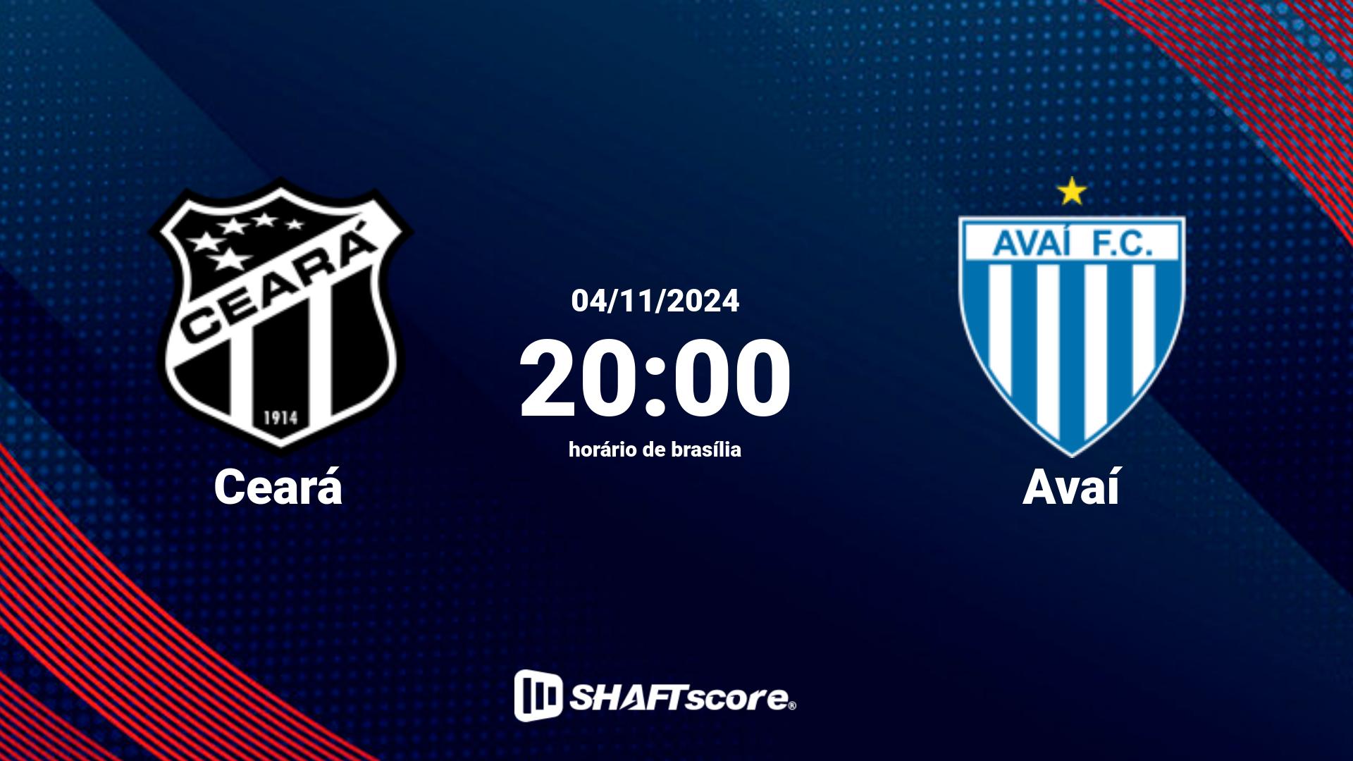 Estatísticas do jogo Ceará vs Avaí 03.11 18:30