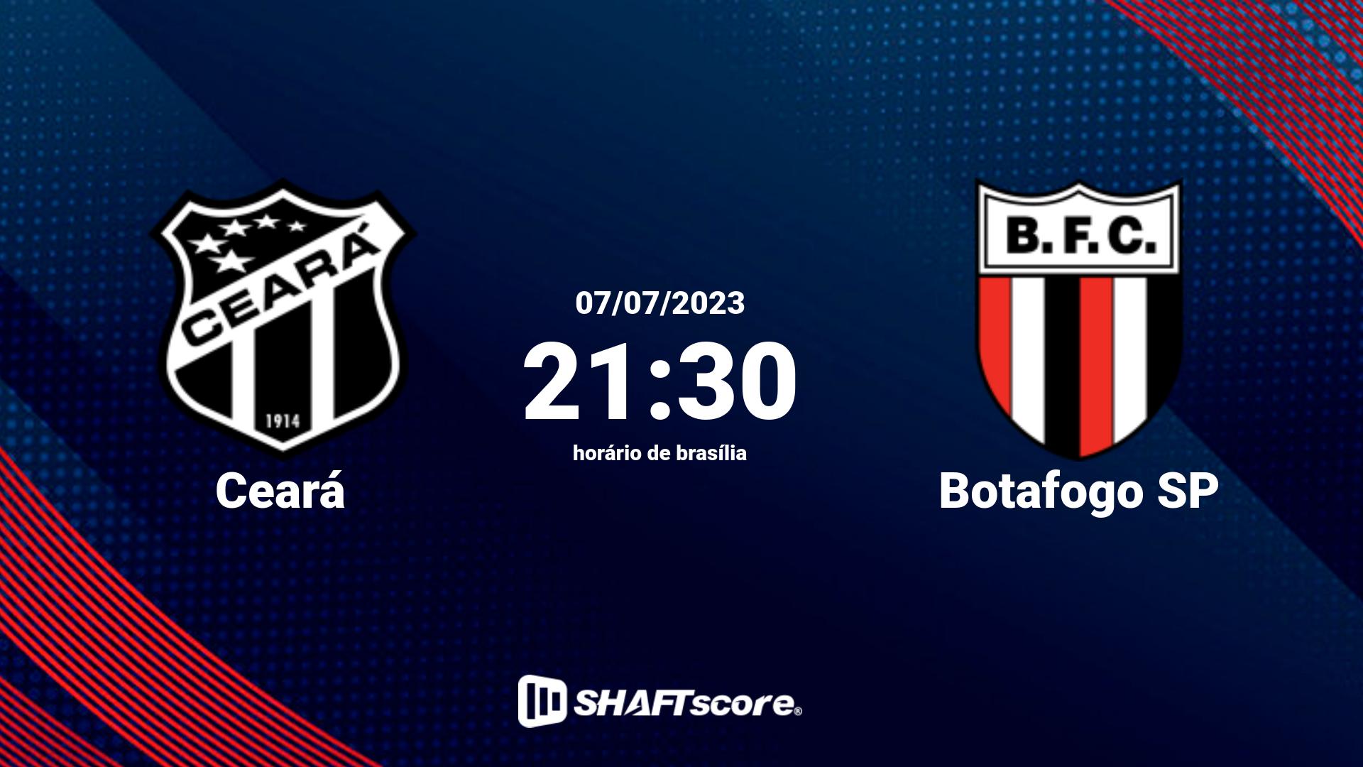 Estatísticas do jogo Ceará vs Botafogo SP 07.07 21:30
