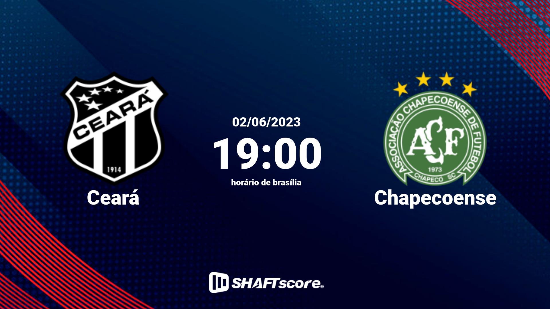 Estatísticas do jogo Ceará vs Chapecoense 02.06 19:00