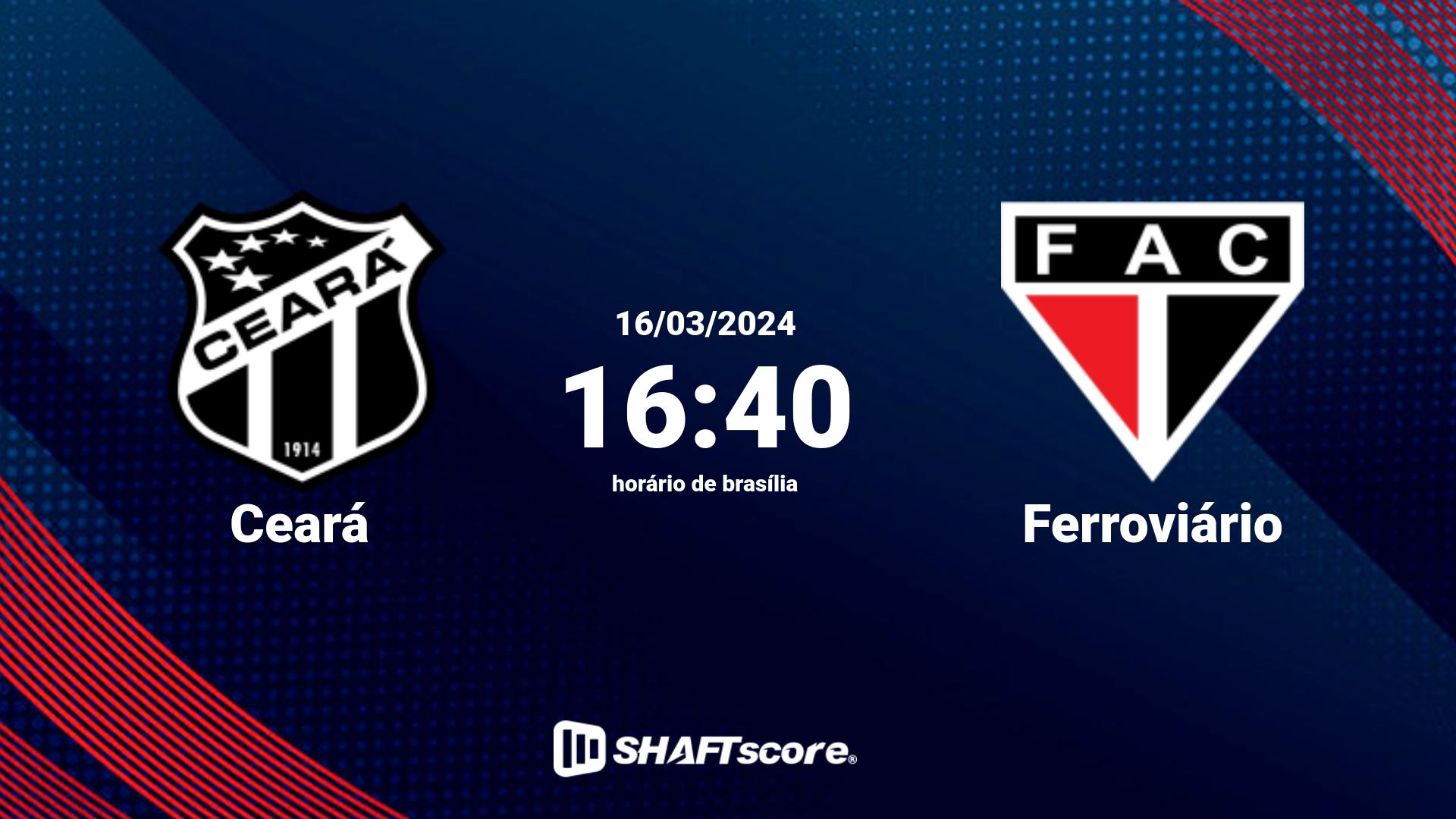 Estatísticas do jogo Ceará vs Ferroviário 16.03 16:40