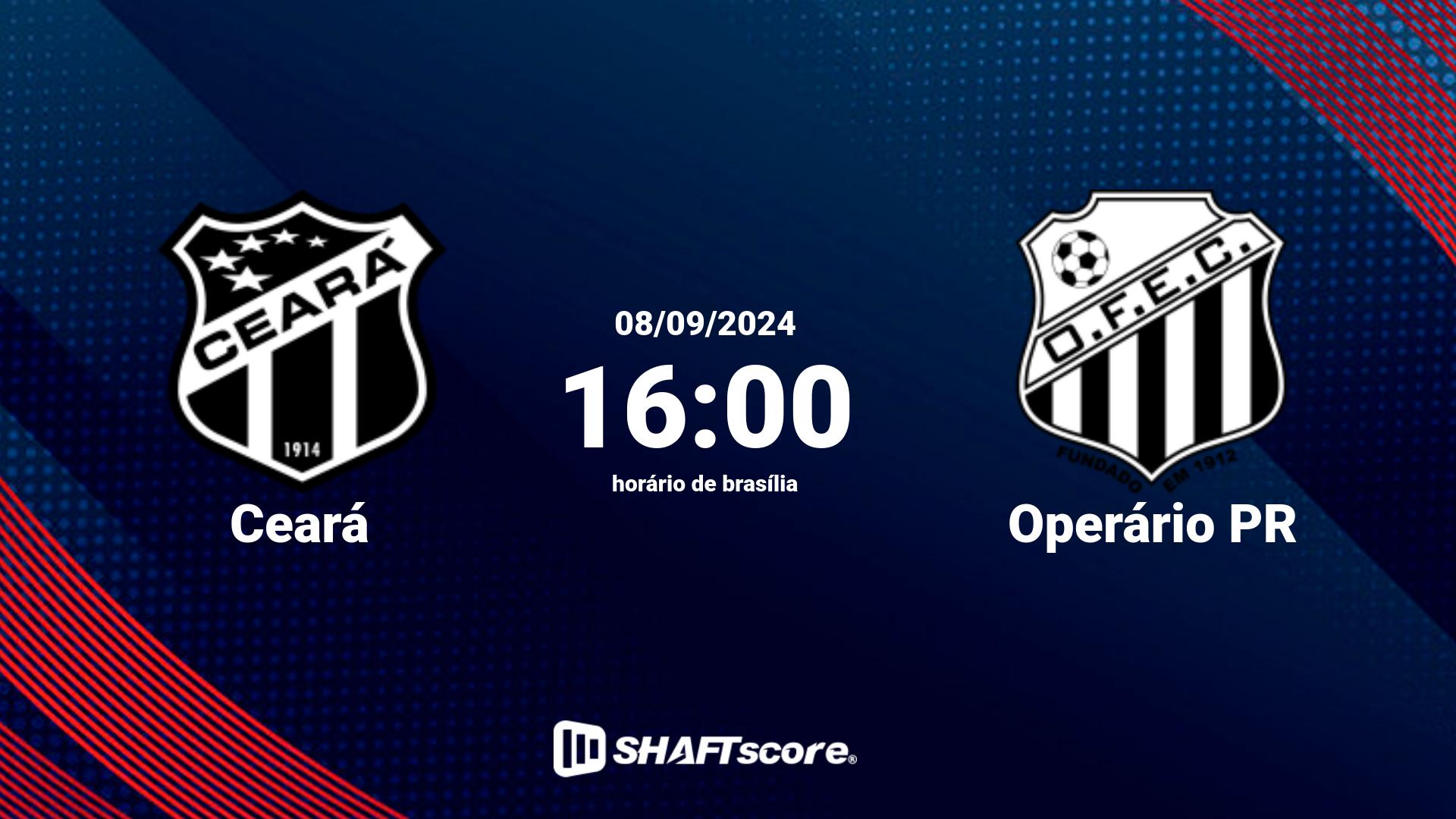 Estatísticas do jogo Ceará vs Operário PR 08.09 16:00