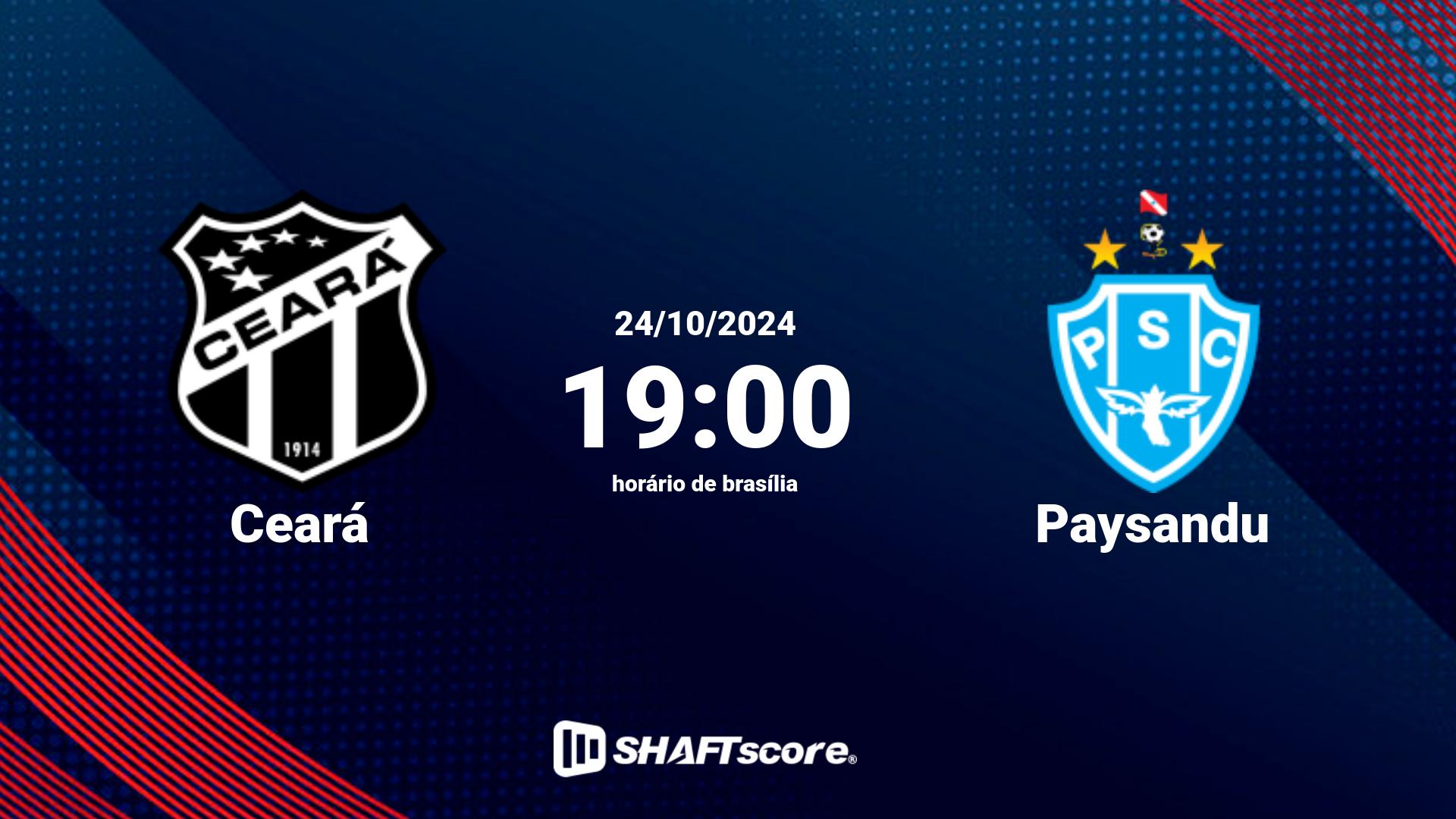 Estatísticas do jogo Ceará vs Paysandu 24.10 19:00