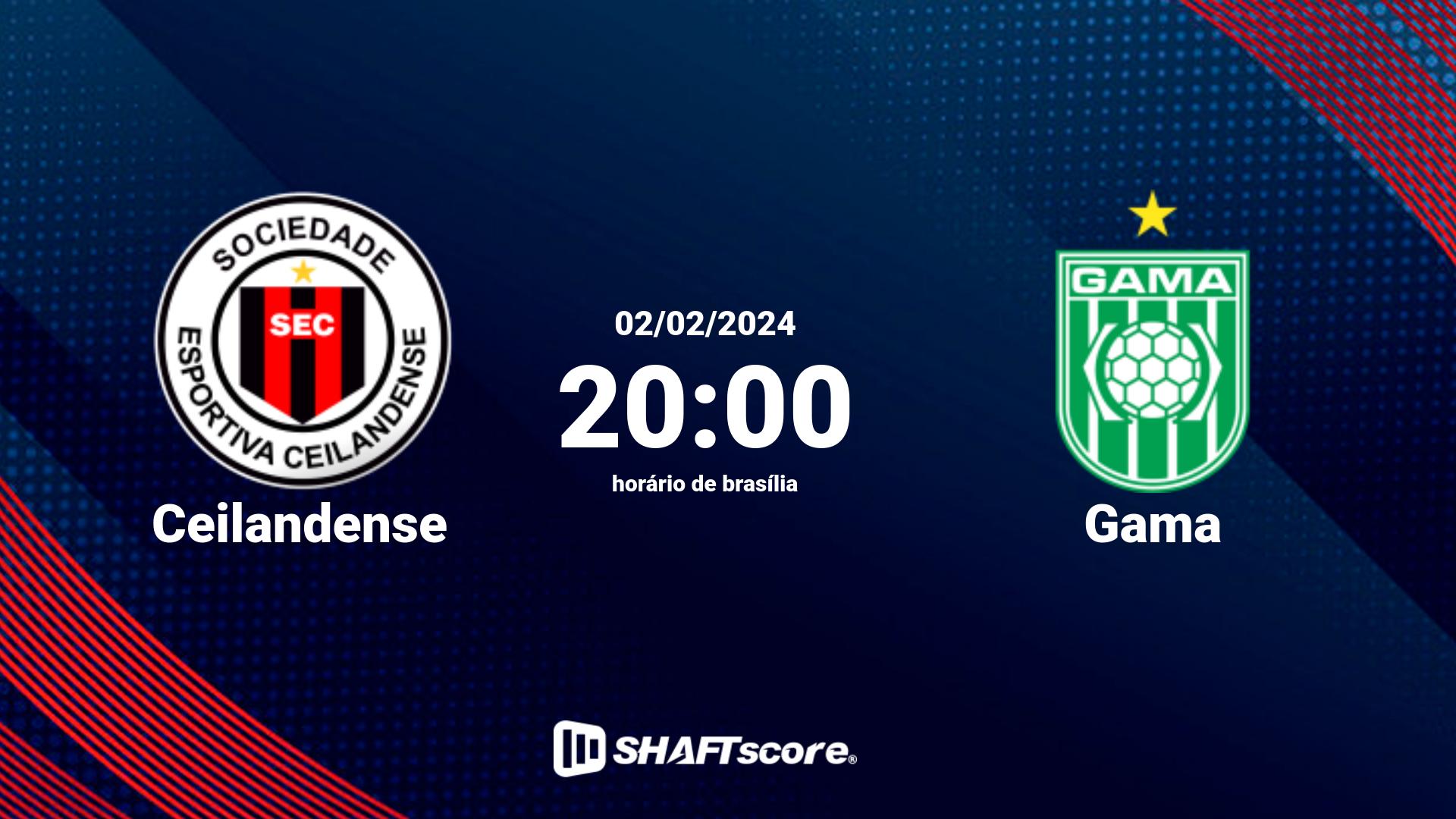 Estatísticas do jogo Ceilandense vs Gama 02.02 20:00