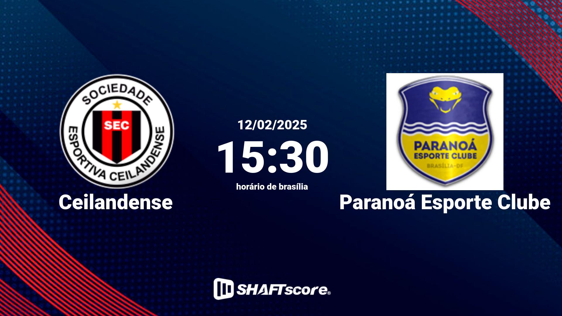 Estatísticas do jogo Ceilandense vs Paranoá Esporte Clube 12.02 15:30