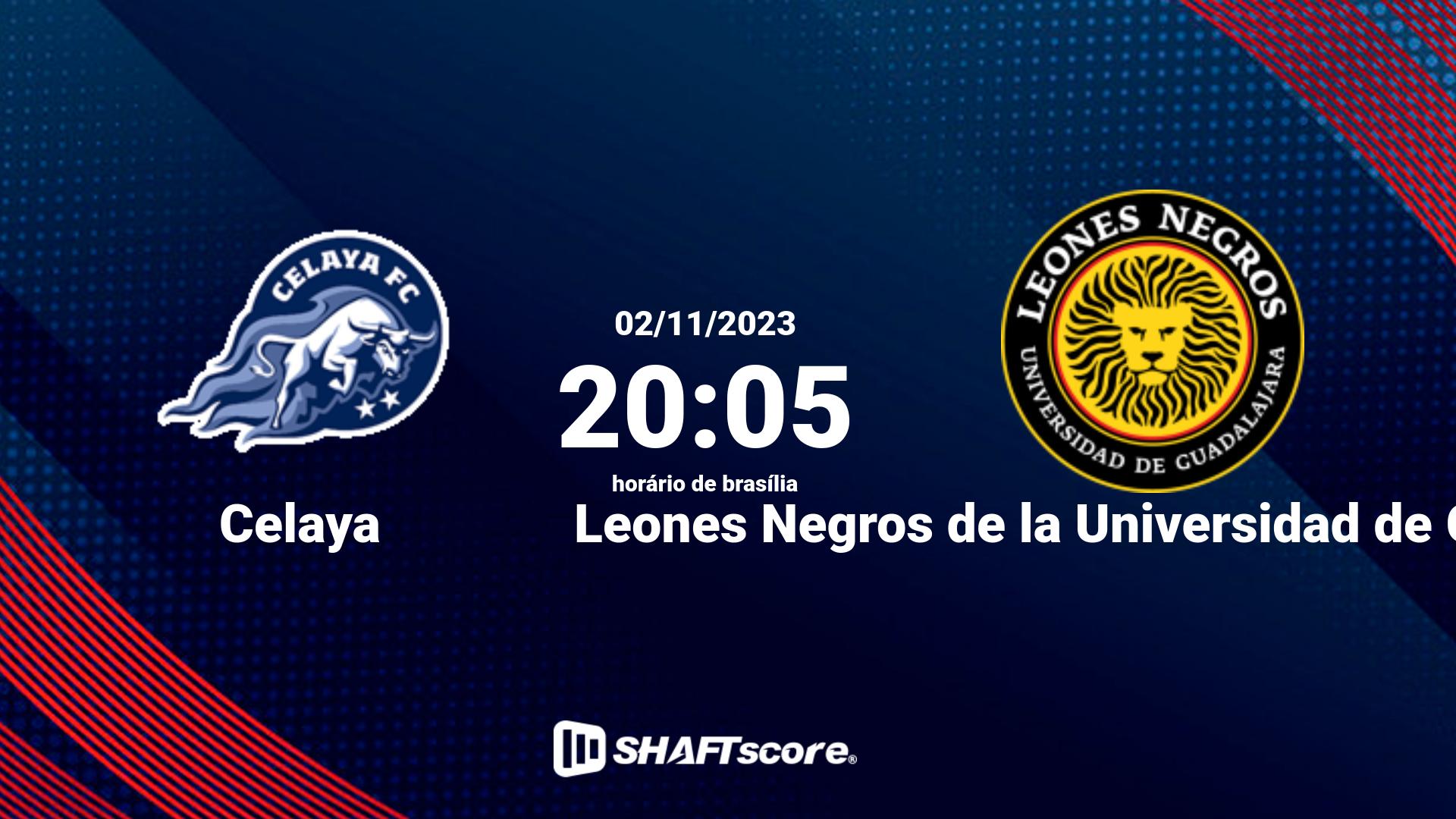 Estatísticas do jogo Celaya vs Leones Negros de la Universidad de Guadalajara 02.11 20:05