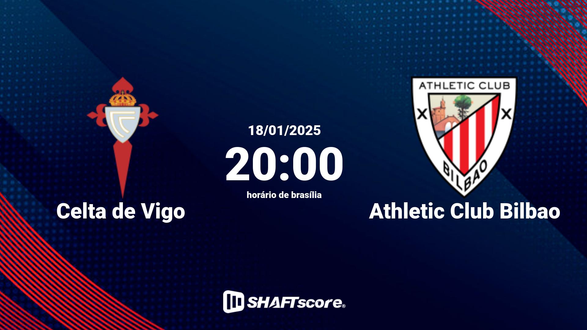 Estatísticas do jogo Celta de Vigo vs Athletic Club Bilbao 18.01 20:00