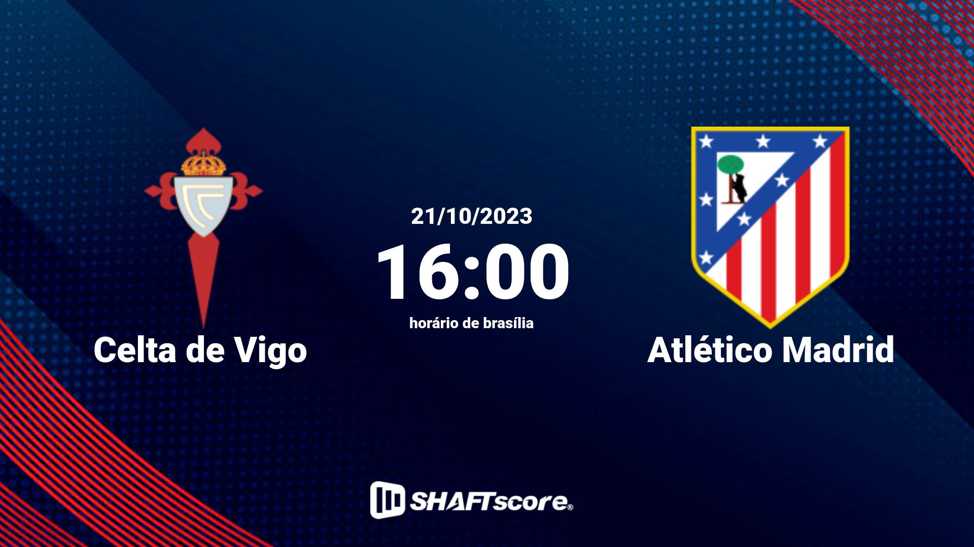 Estatísticas do jogo Celta de Vigo vs Atlético Madrid 21.10 16:00