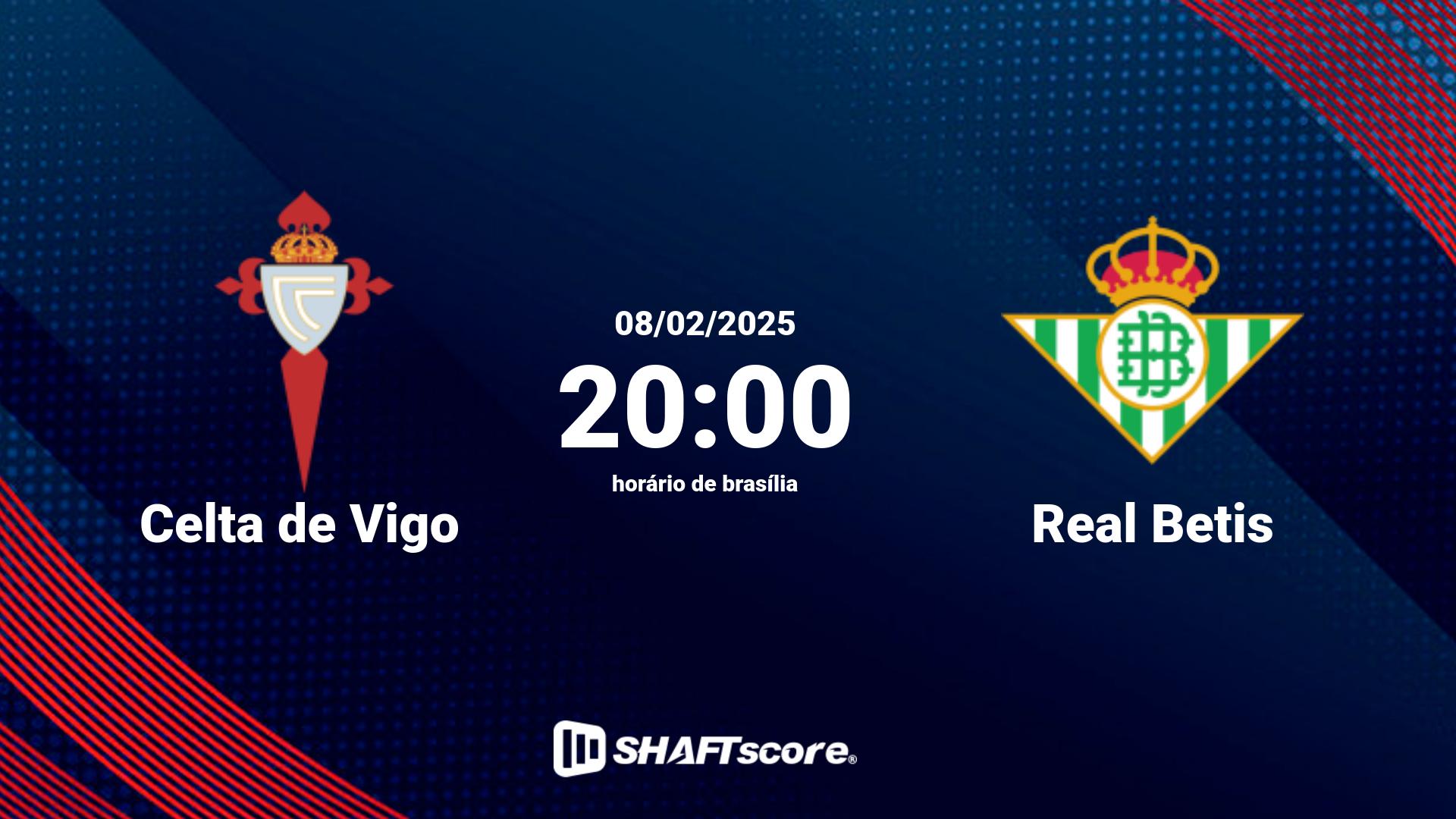 Estatísticas do jogo Celta de Vigo vs Real Betis 08.02 20:00