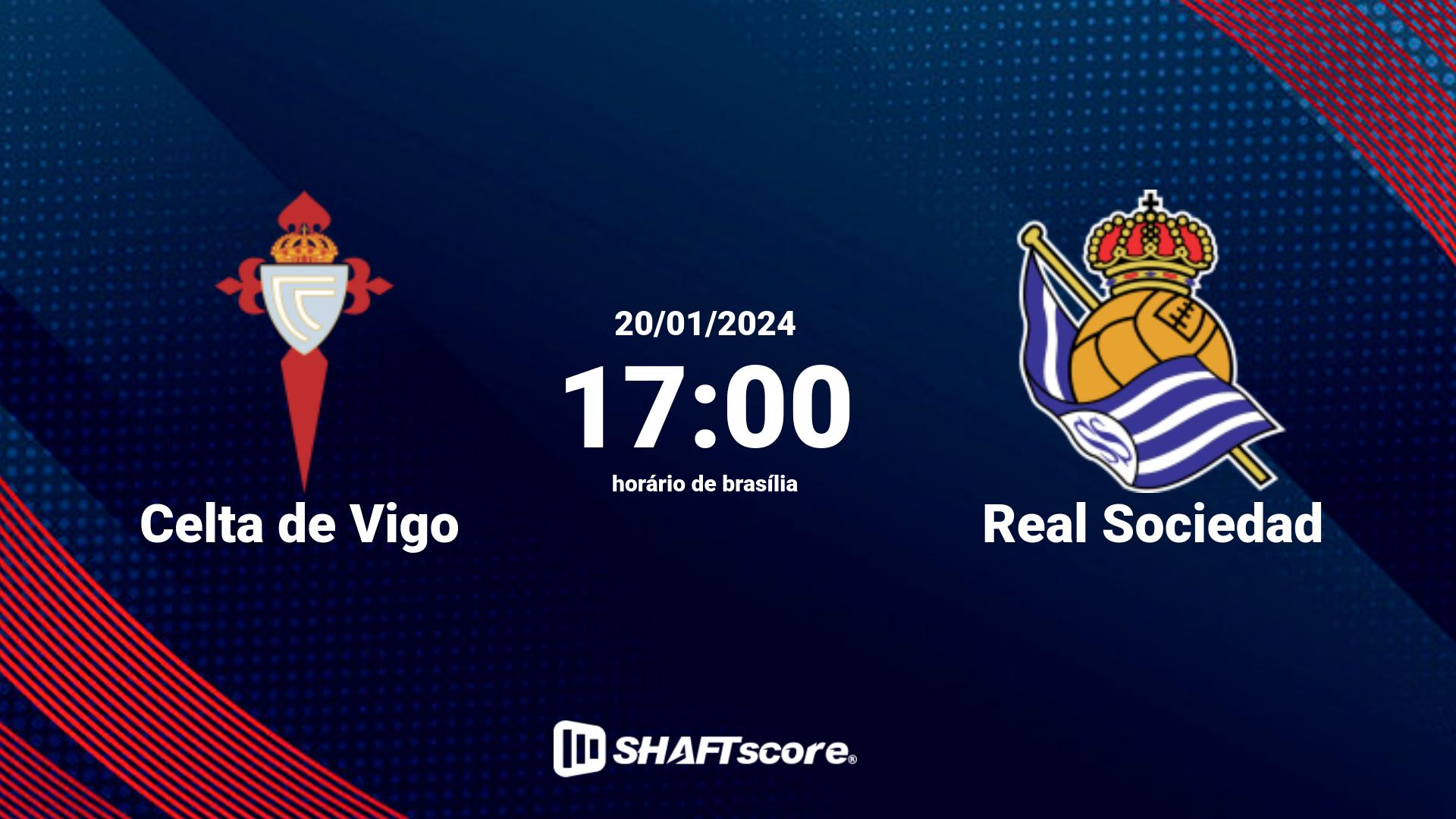 Estatísticas do jogo Celta de Vigo vs Real Sociedad 20.01 17:00