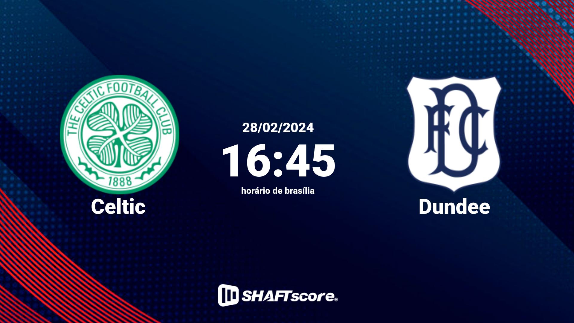 Estatísticas do jogo Celtic vs Dundee 28.02 16:45