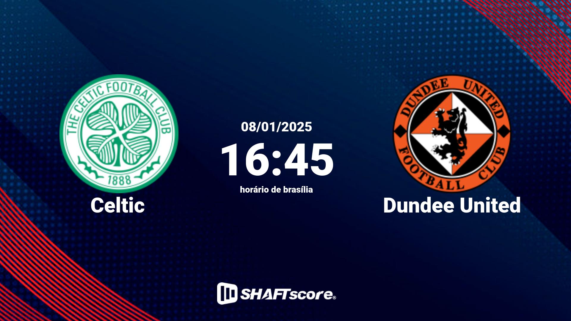 Estatísticas do jogo Celtic vs Dundee United 08.01 16:45