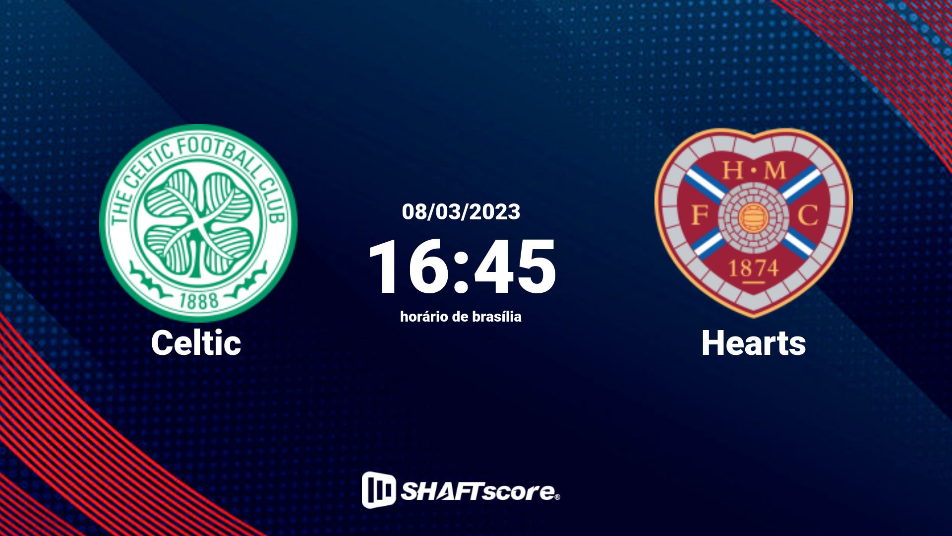 Estatísticas do jogo Celtic vs Hearts 08.03 16:45