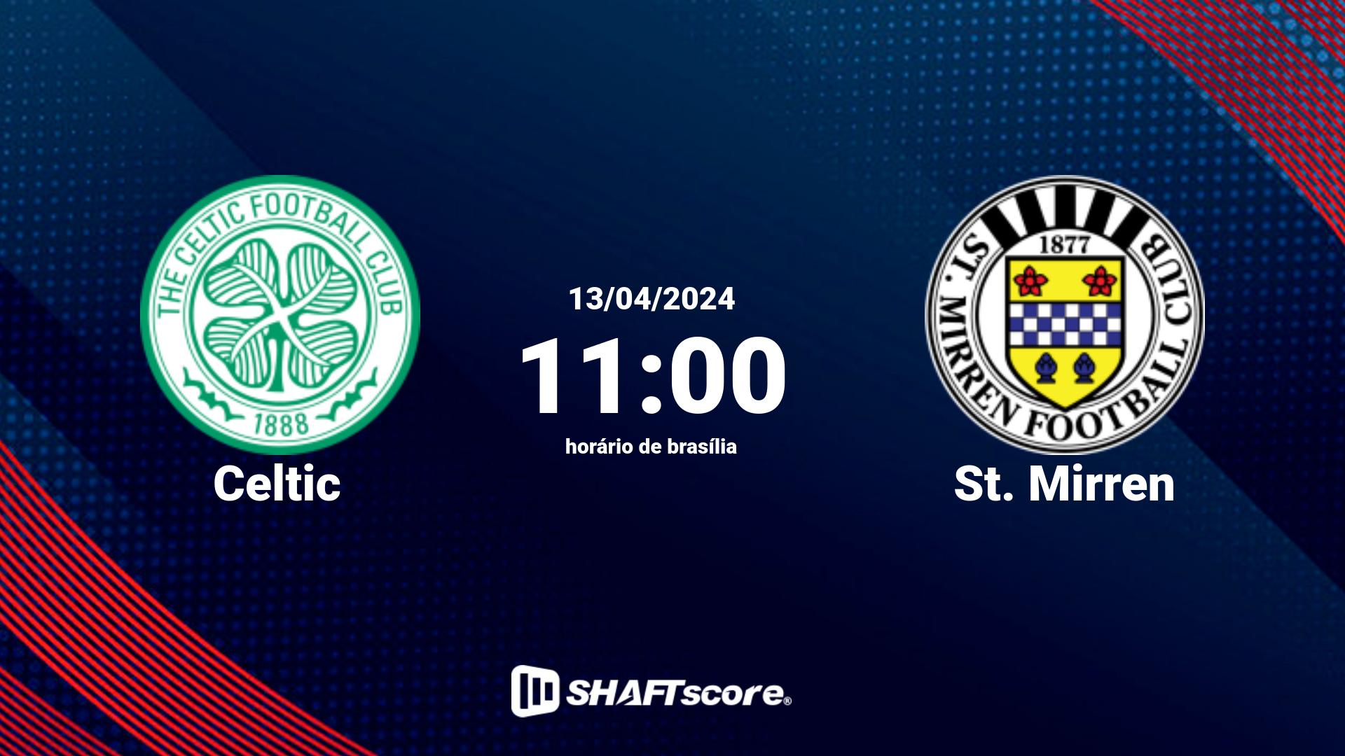 Estatísticas do jogo Celtic vs St. Mirren 13.04 11:00