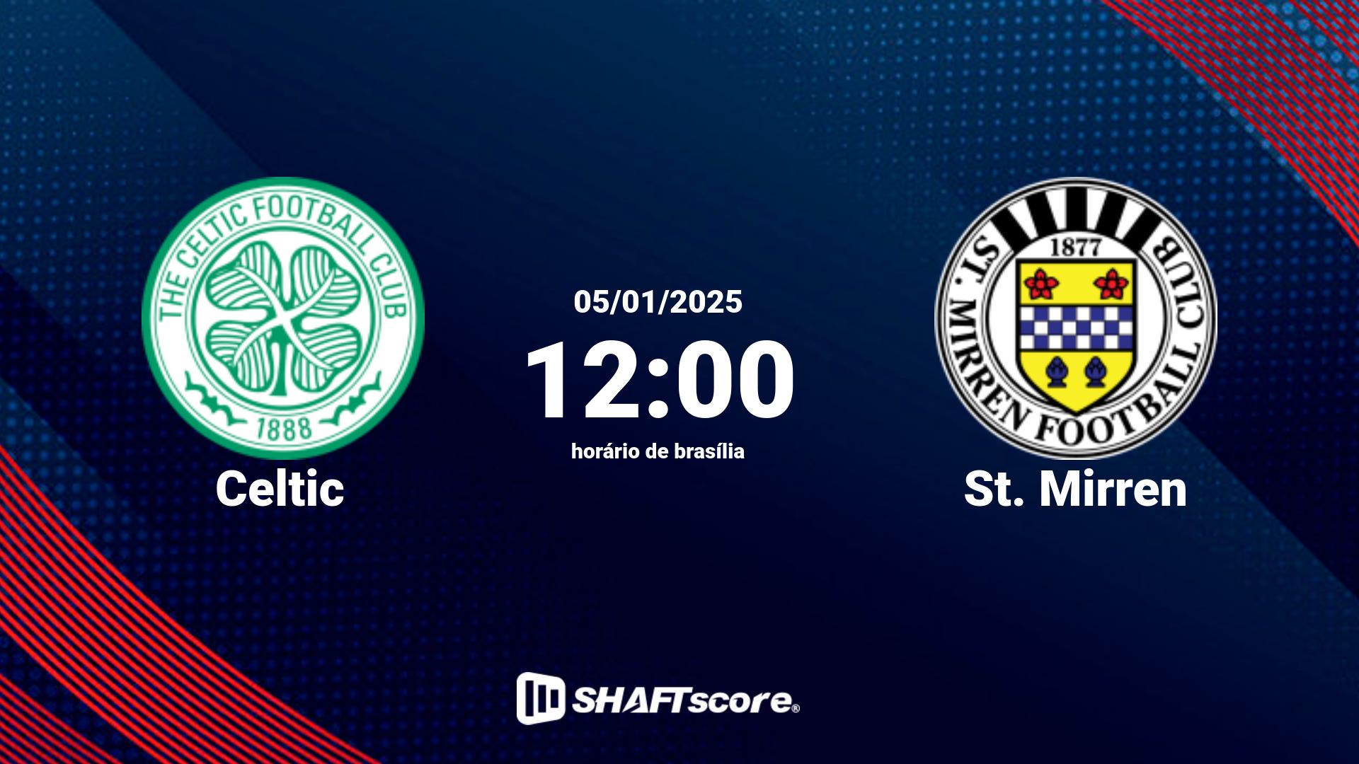 Estatísticas do jogo Celtic vs St. Mirren 05.01 12:00