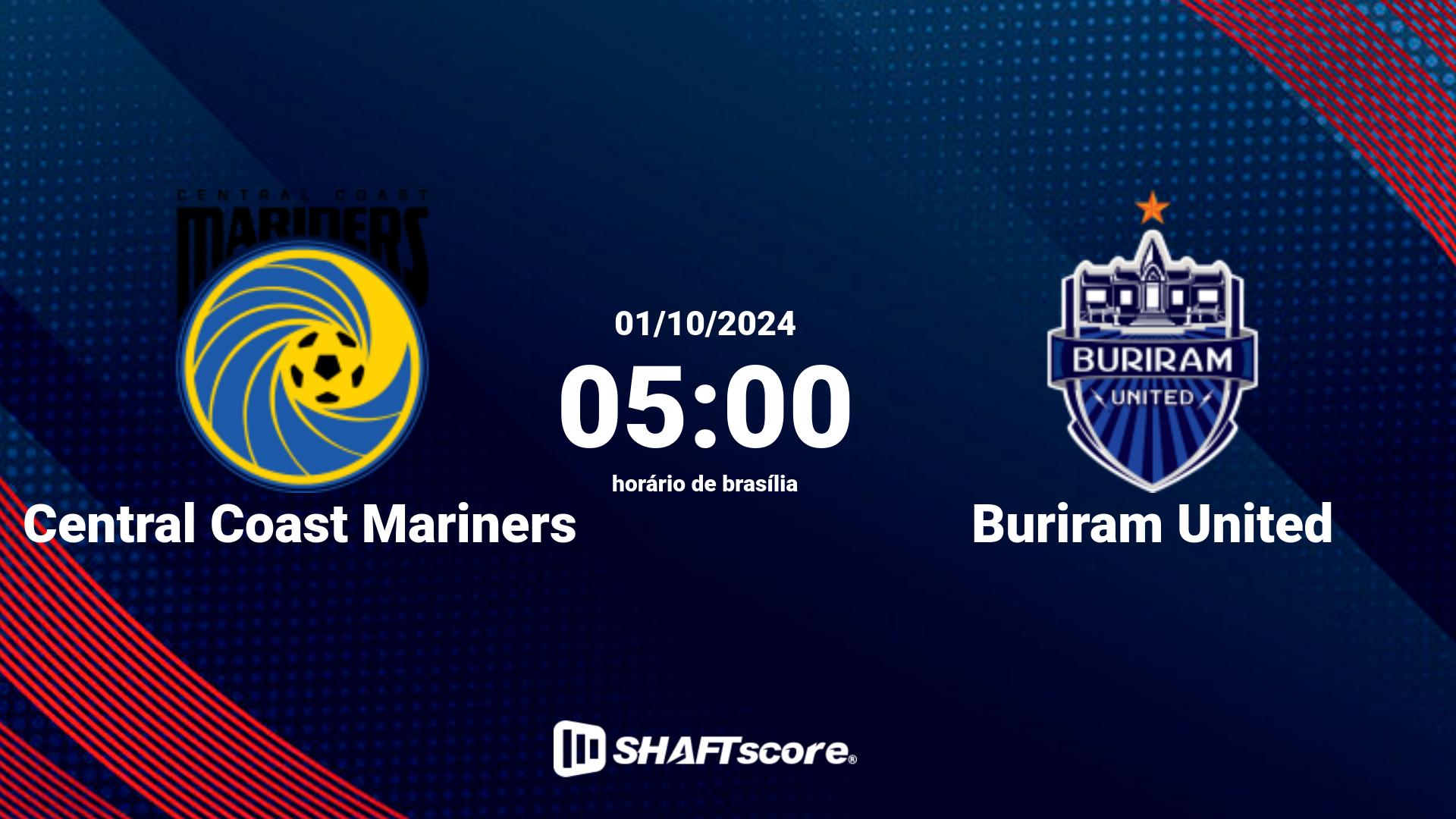 Estatísticas do jogo Central Coast Mariners vs Buriram United 01.10 05:00