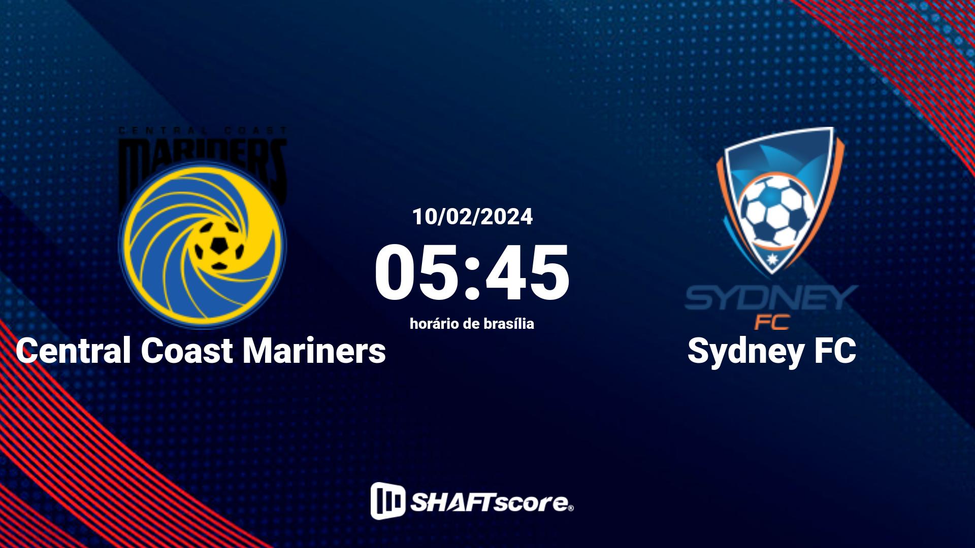 Estatísticas do jogo Central Coast Mariners vs Sydney FC 10.02 05:45