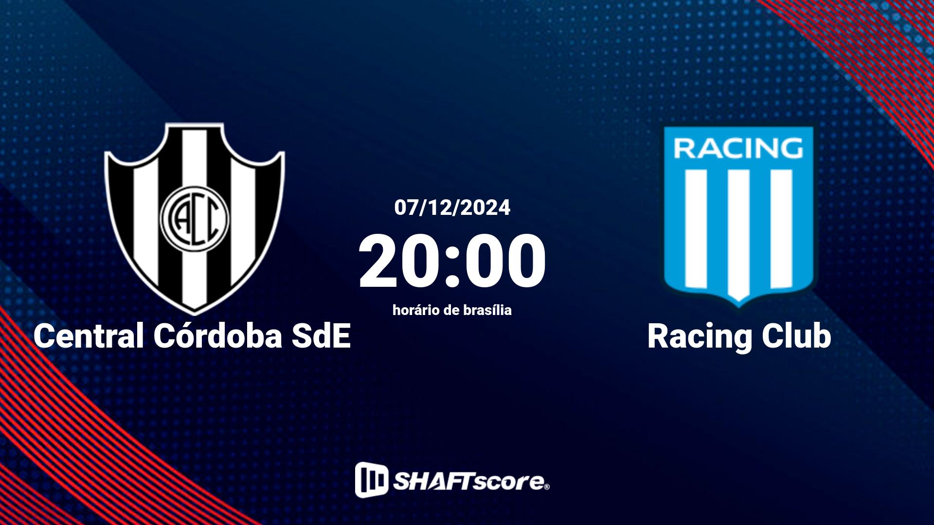 Estatísticas do jogo Central Córdoba SdE vs Racing Club 07.12 20:00