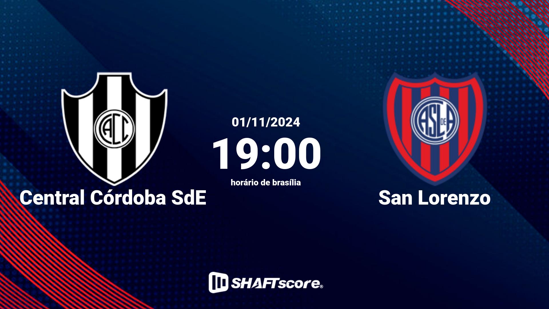 Estatísticas do jogo Central Córdoba SdE vs San Lorenzo 01.11 19:00