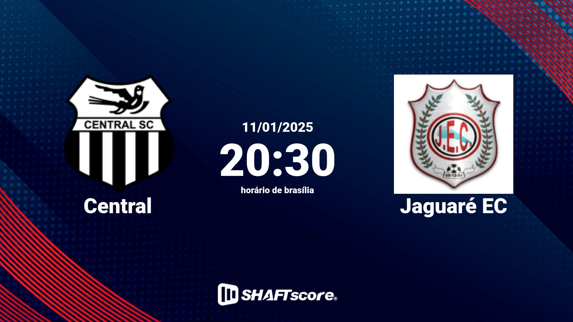 Estatísticas do jogo Central vs Jaguaré EC 11.01 20:30