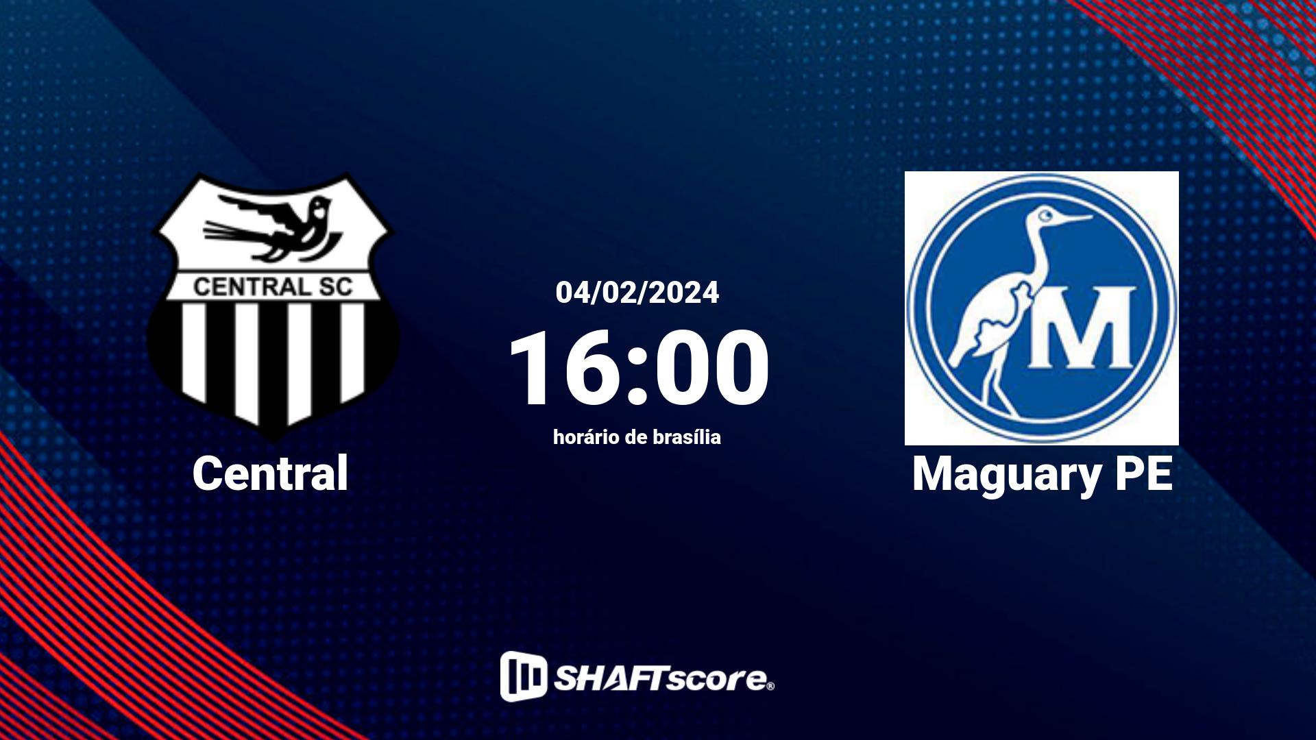 Estatísticas do jogo Central vs Maguary PE 04.02 16:00