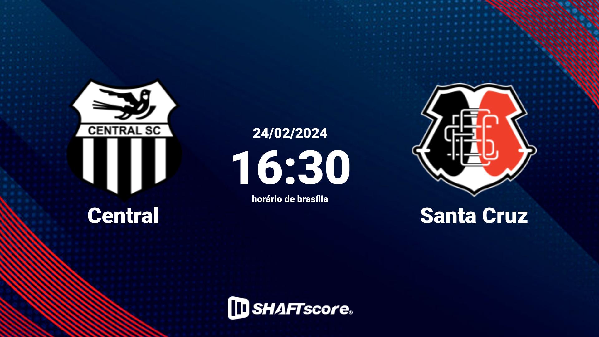 Estatísticas do jogo Central vs Santa Cruz 24.02 16:30