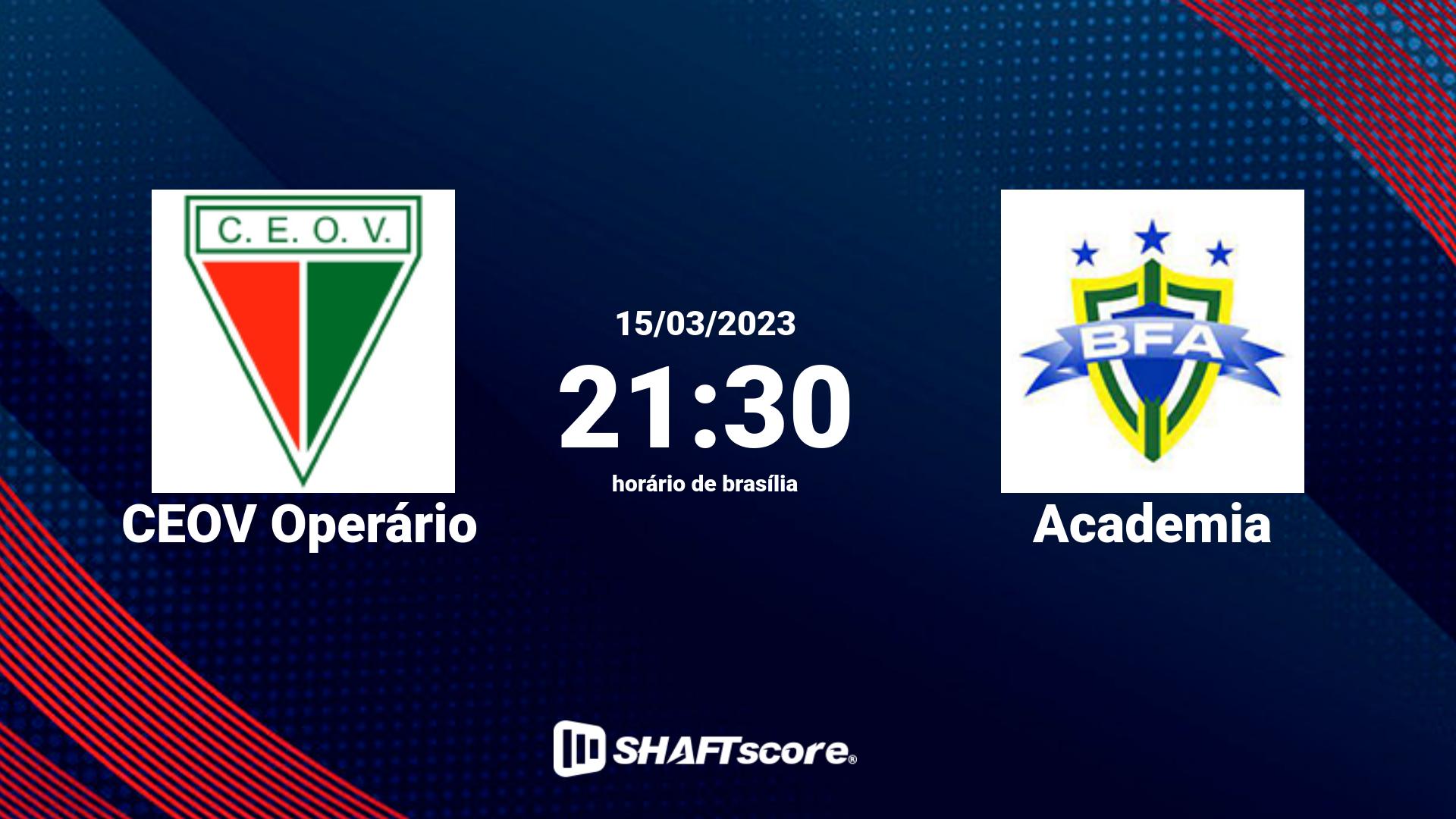 Estatísticas do jogo CEOV Operário vs Academia 15.03 21:30