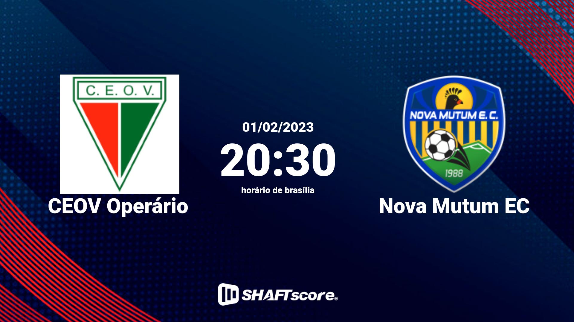 Estatísticas do jogo CEOV Operário vs Nova Mutum EC 01.02 20:30