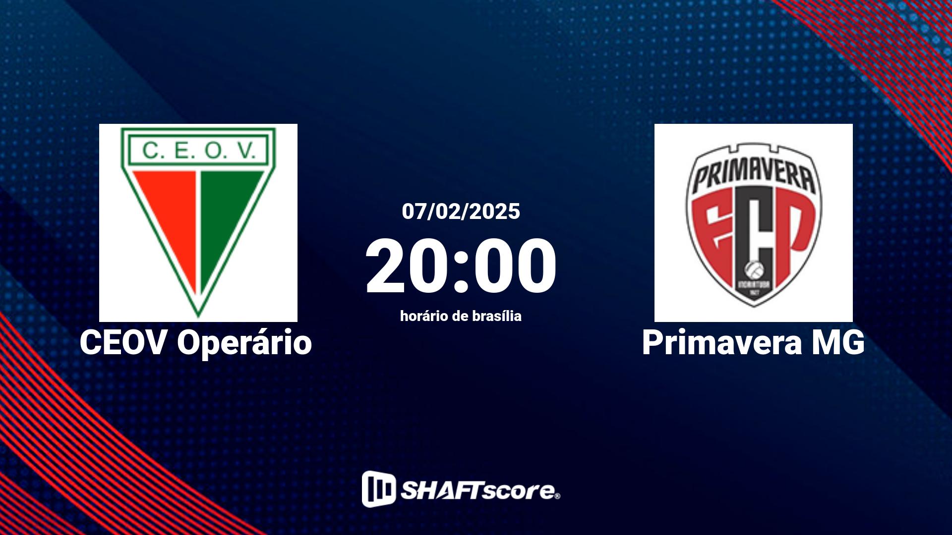 Estatísticas do jogo CEOV Operário vs Primavera MG 07.02 20:00