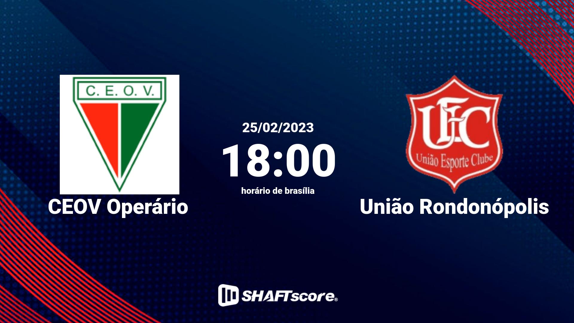 Estatísticas do jogo CEOV Operário vs União Rondonópolis 25.02 18:00